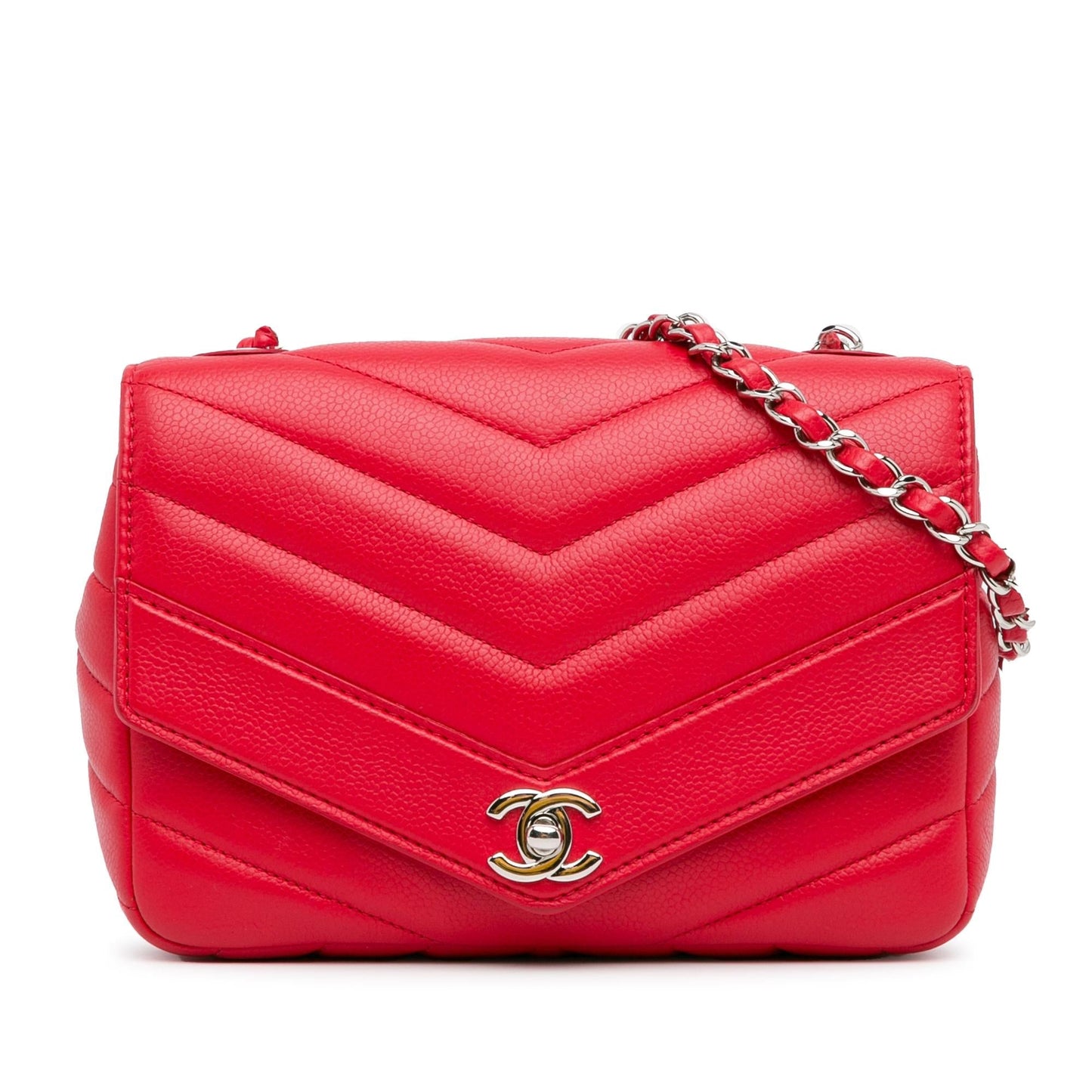Chanel Caviar Chevron Data Center Envelope Flap Handbag Shg Mblajb