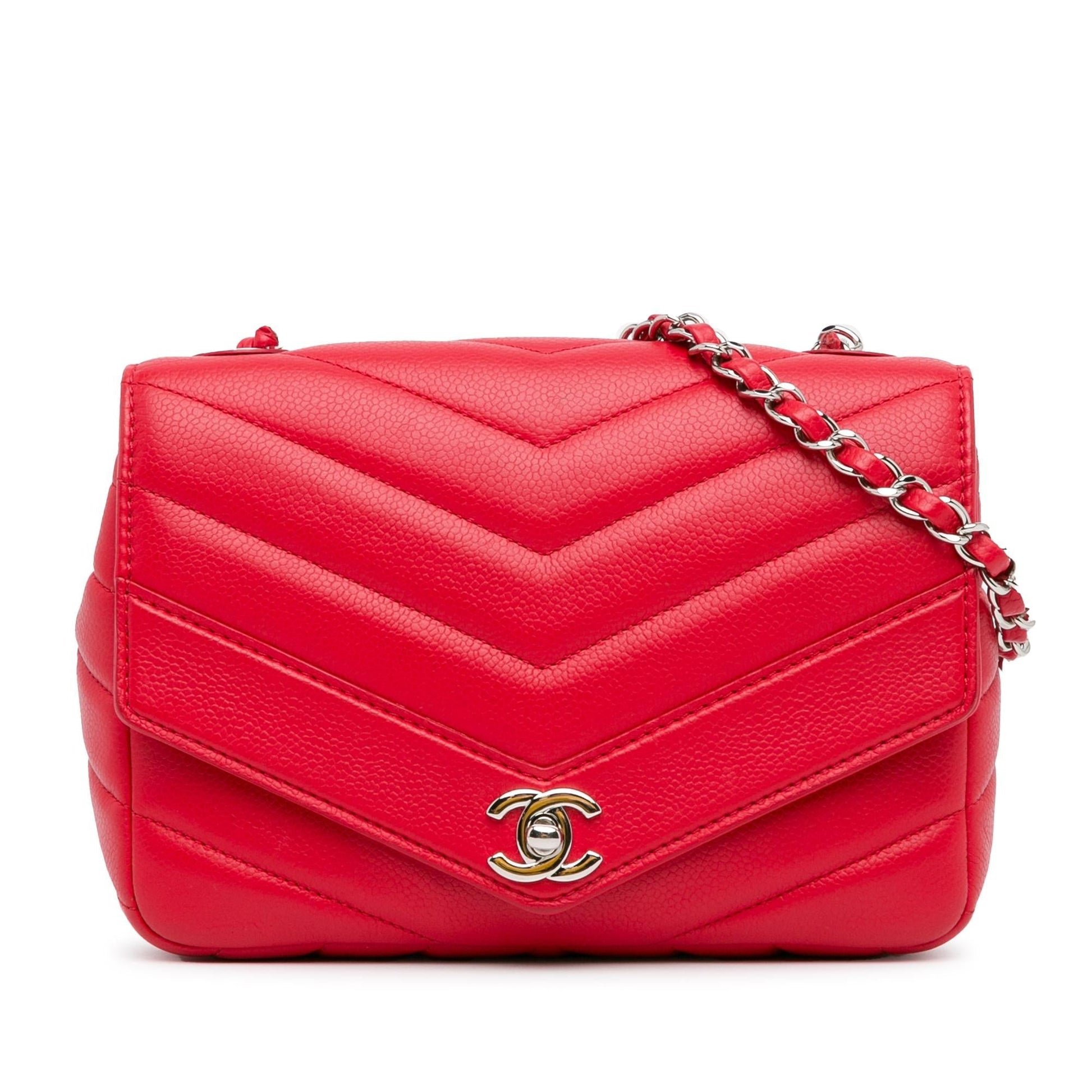 Chanel Caviar Chevron Data Center Envelope Flap Handbag Shg Mblajb