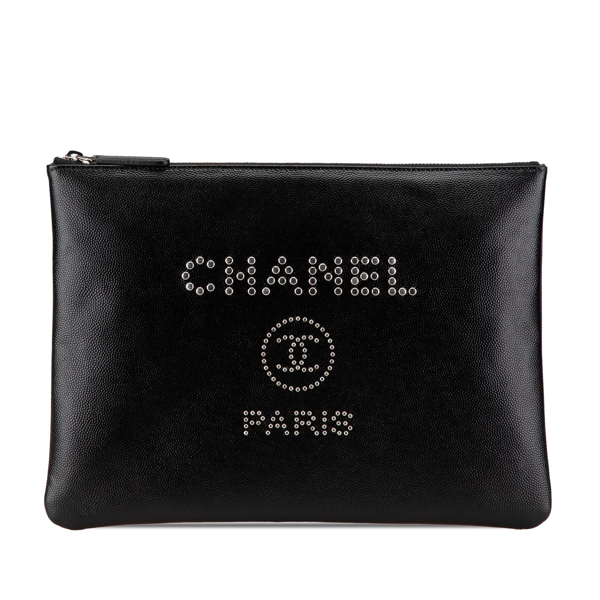 Chanel Caviar Deauville Studded O Clutch Bag Clutch 1