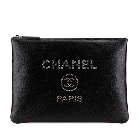 Chanel Caviar Deauville Studded O Clutch Bag Clutch 2