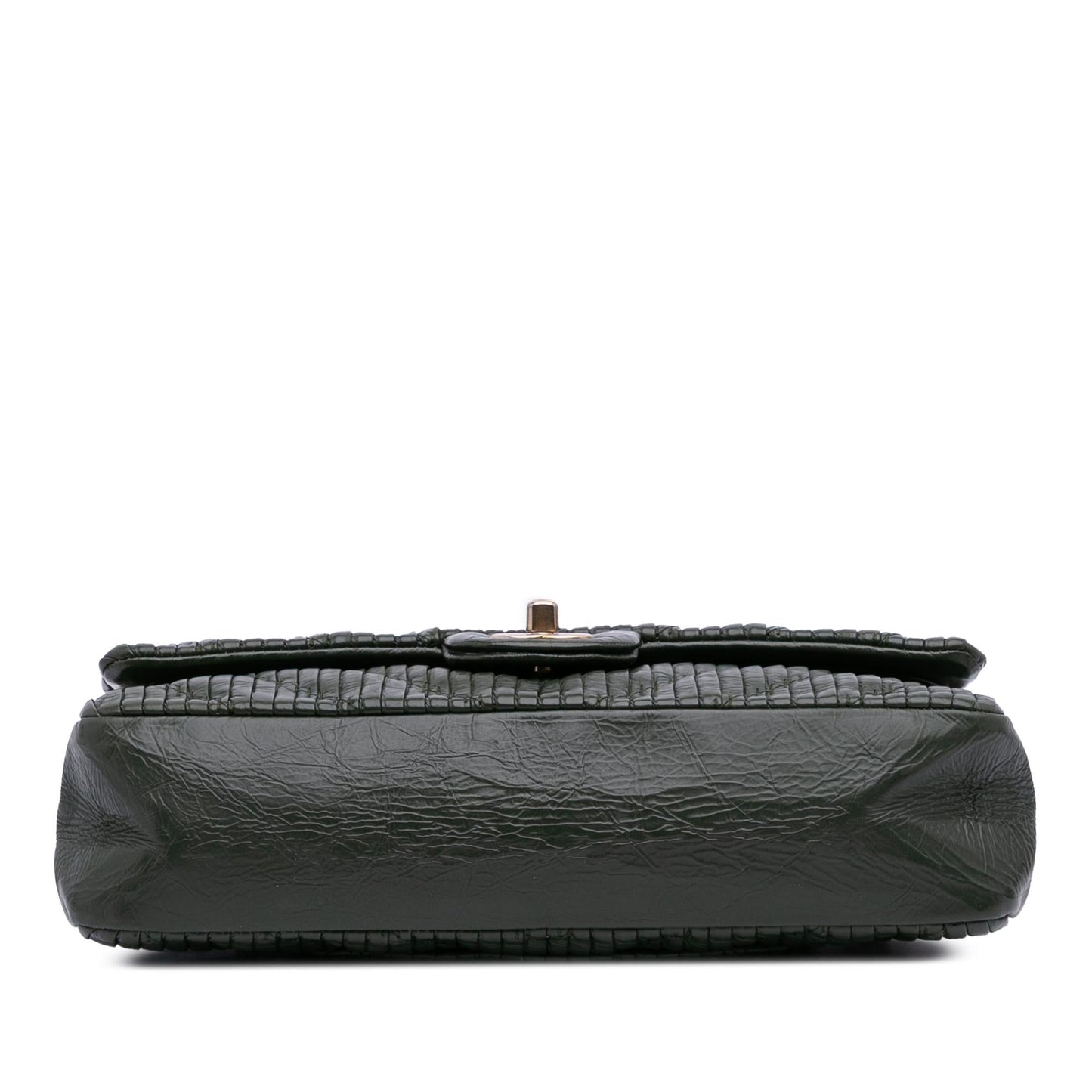 Chanel Chevron Calfskin Coco Pleats Double Flap Handbag