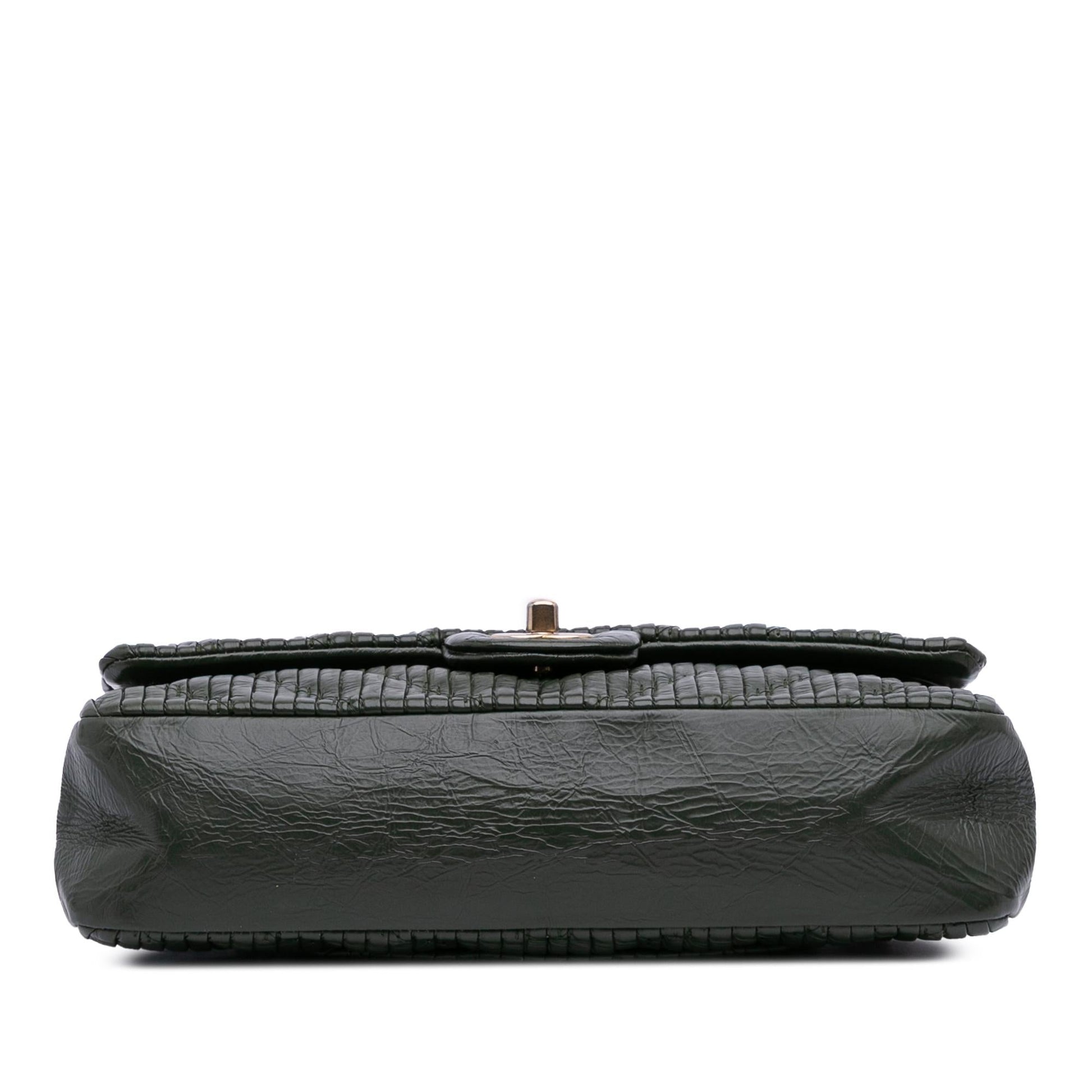 Chanel Chevron Calfskin Coco Pleats Double Flap Handbag