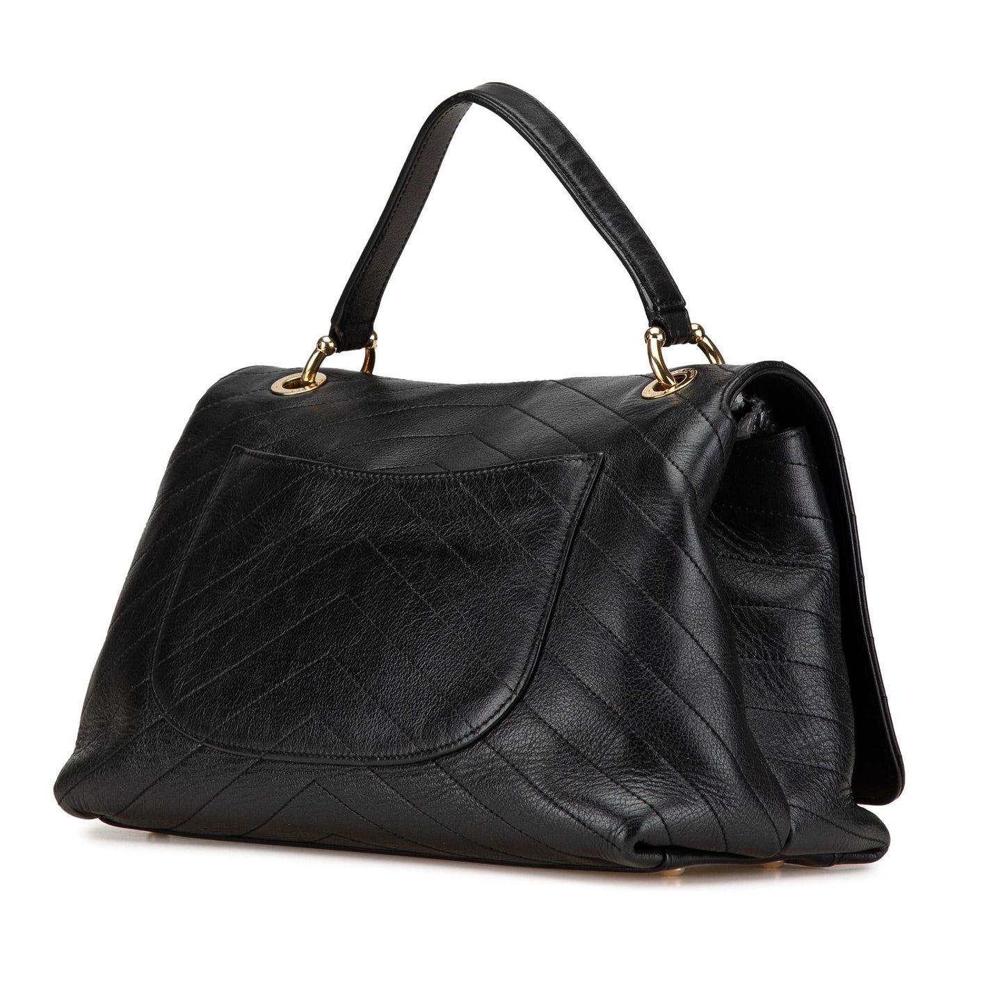 Chanel Chevron Calfskin Elaphe Stitched Chic Top Handbag