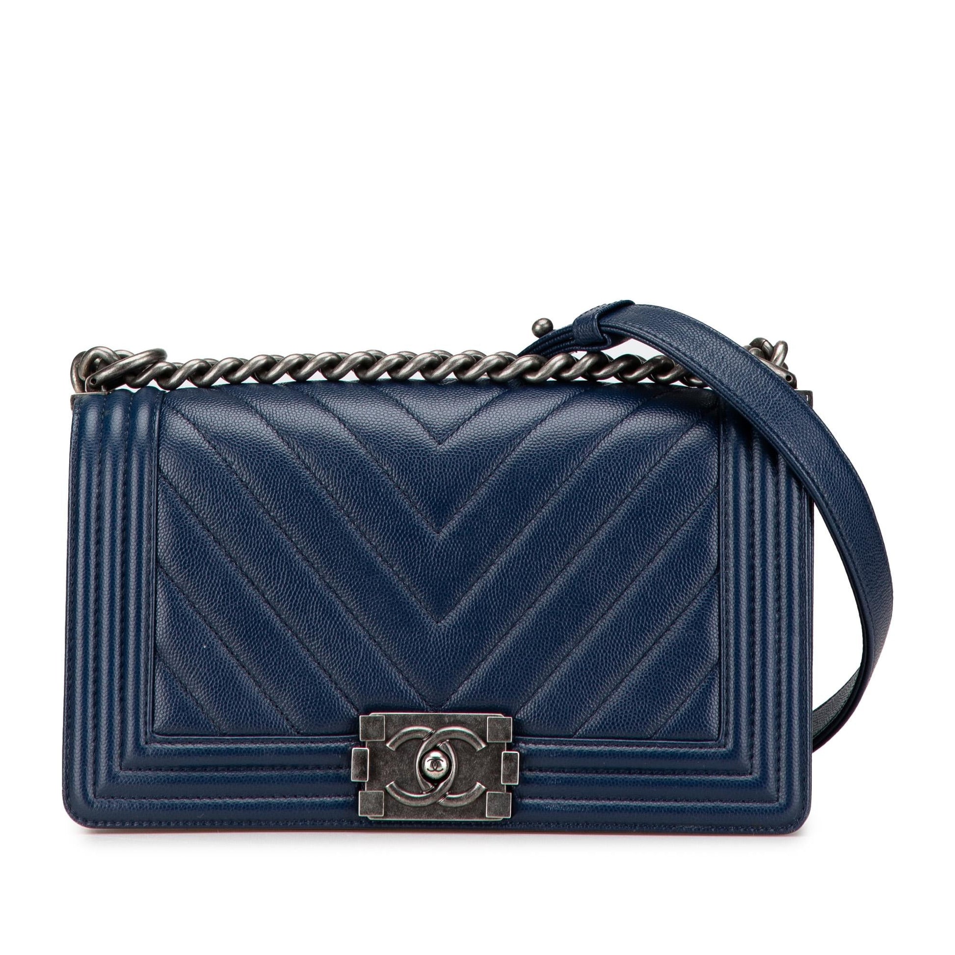 Chanel Chevron Caviar Boy Flap Handbag