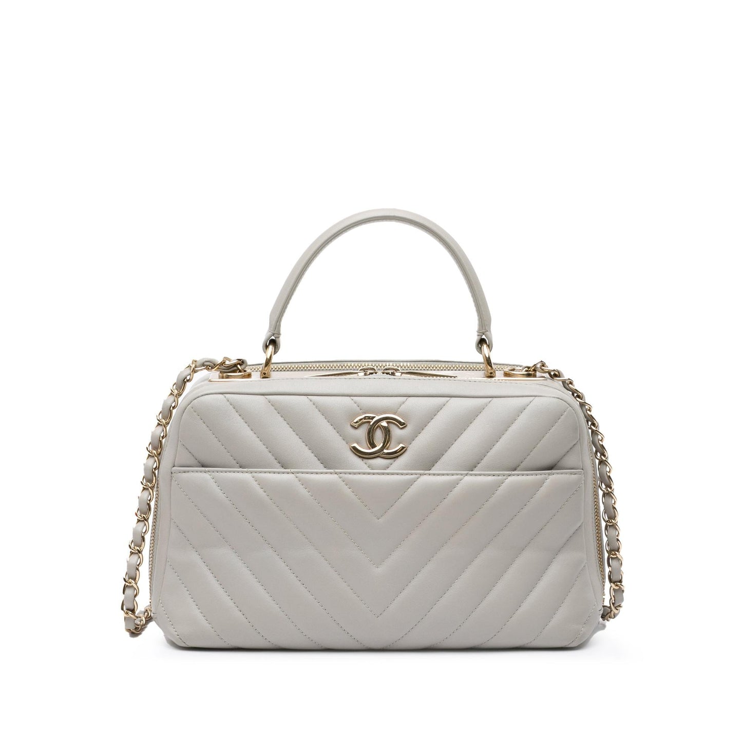 Chanel Chevron Lambskin Trendy CC Bowling Handbag