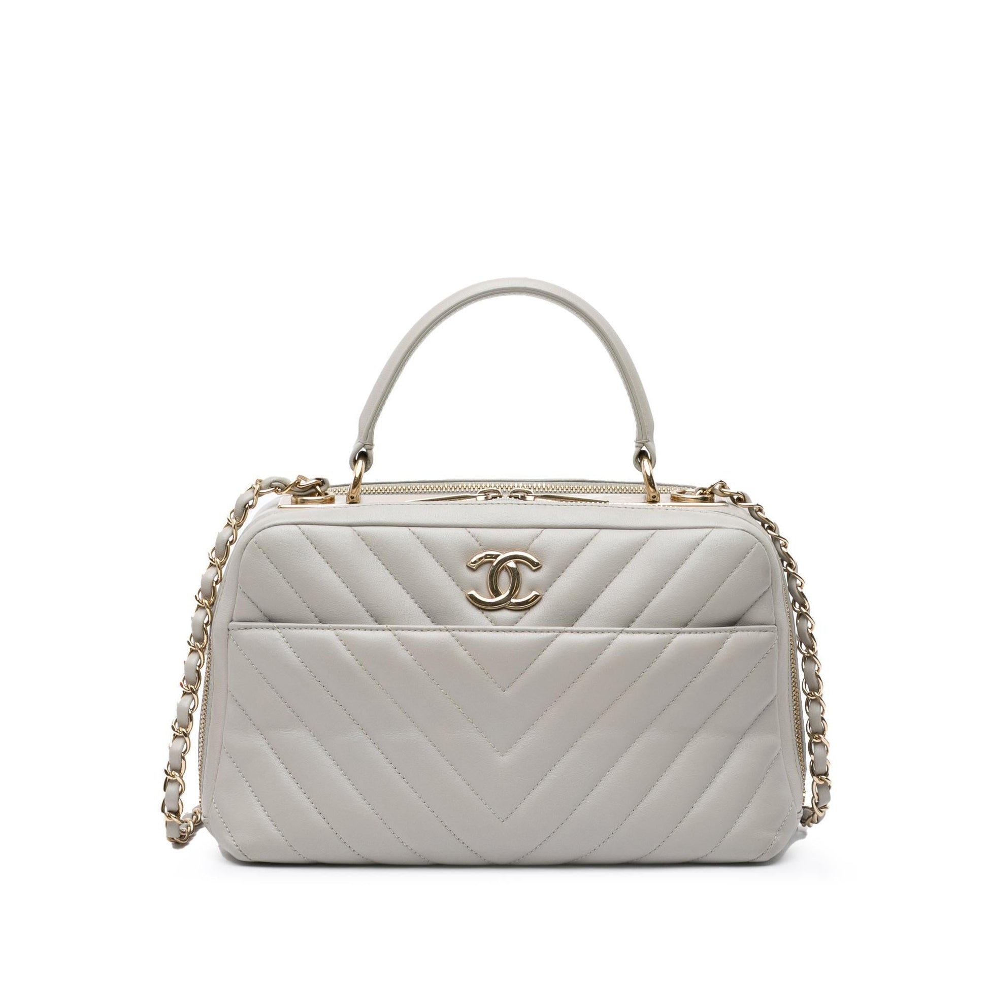 Chanel Chevron Lambskin Trendy CC Bowling Handbag