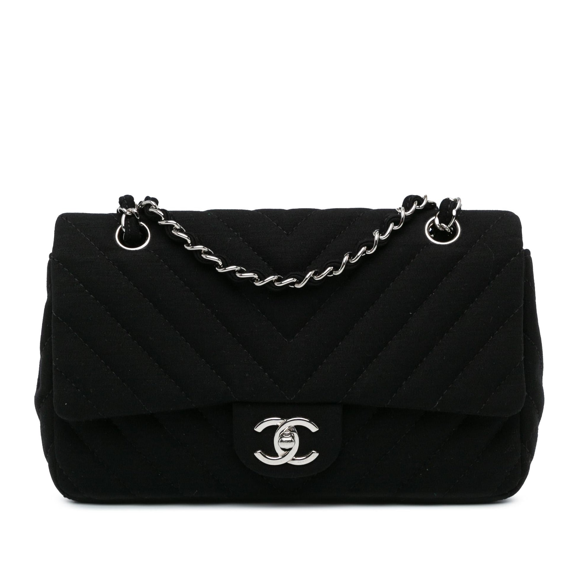 Chanel Chevron Quilted Jersey Single Flap SHG-ZhE9Mo Handbag