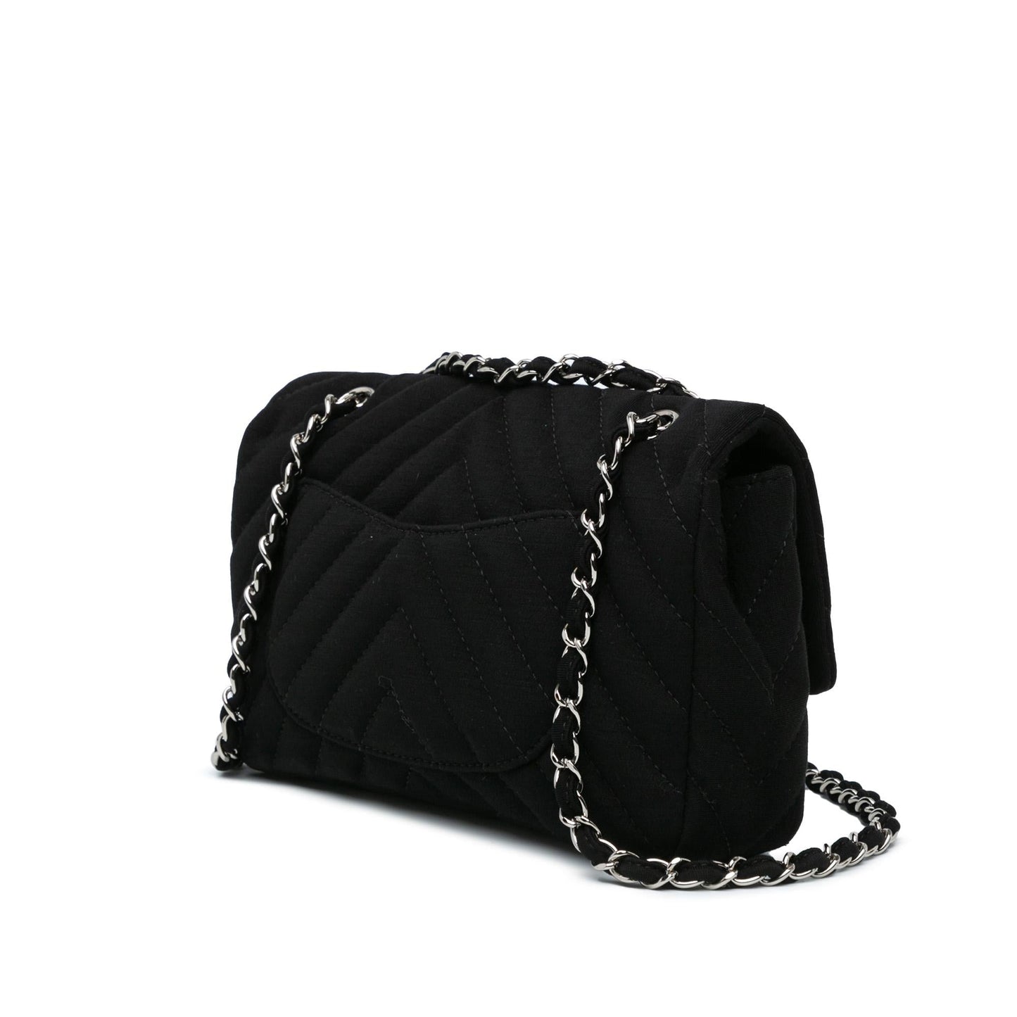 Chanel Chevron Quilted Jersey Single Flap SHG-ZhE9Mo Handbag