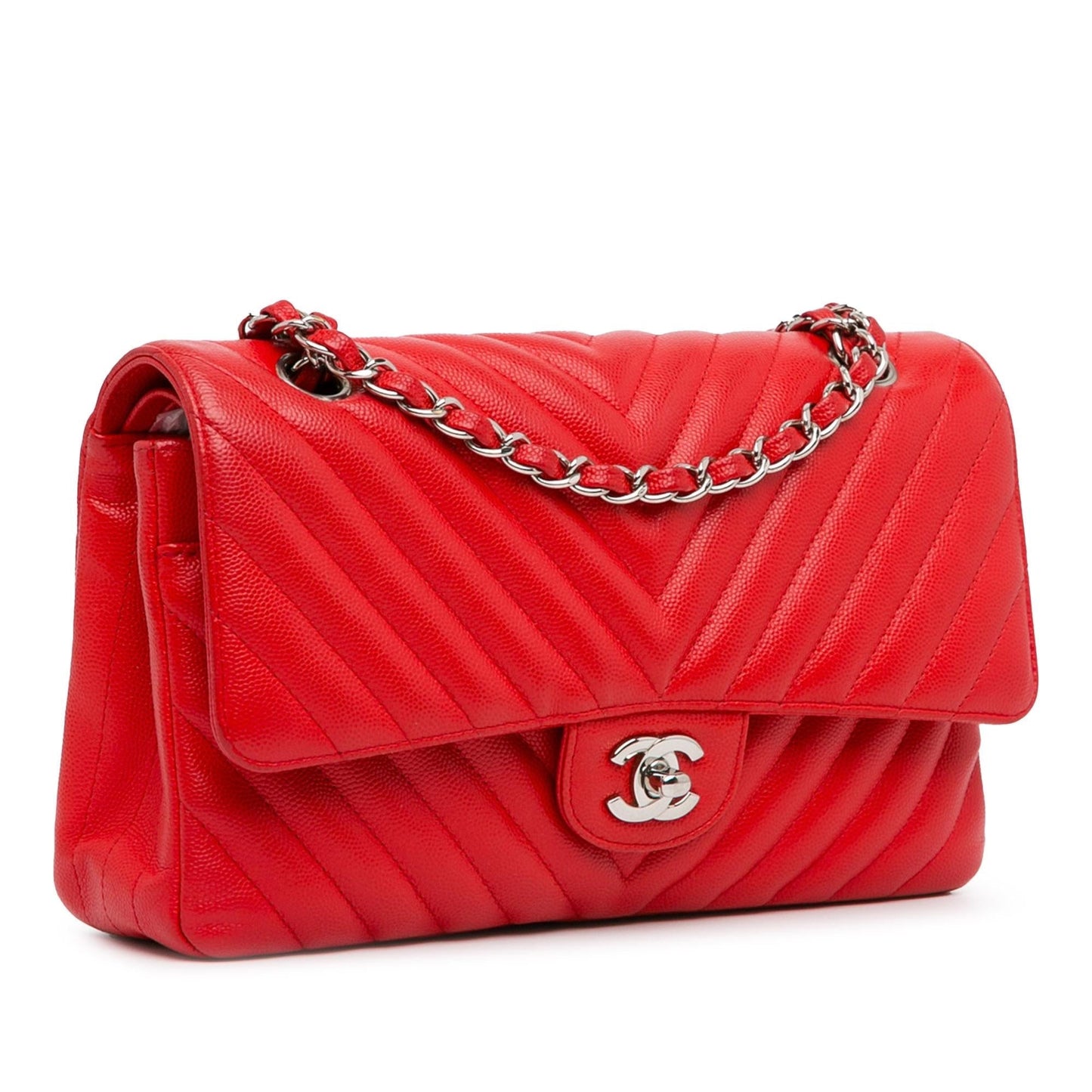 Chanel Medium Classic Chevron Caviar Double Flap (Shg-Cx8Lml) Bag