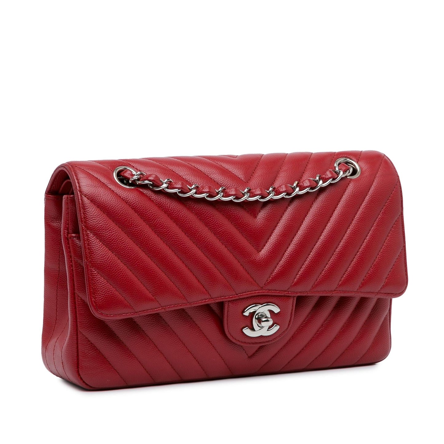 Chanel Classic Chevron Caviar Double Flap Handbag Flap 2