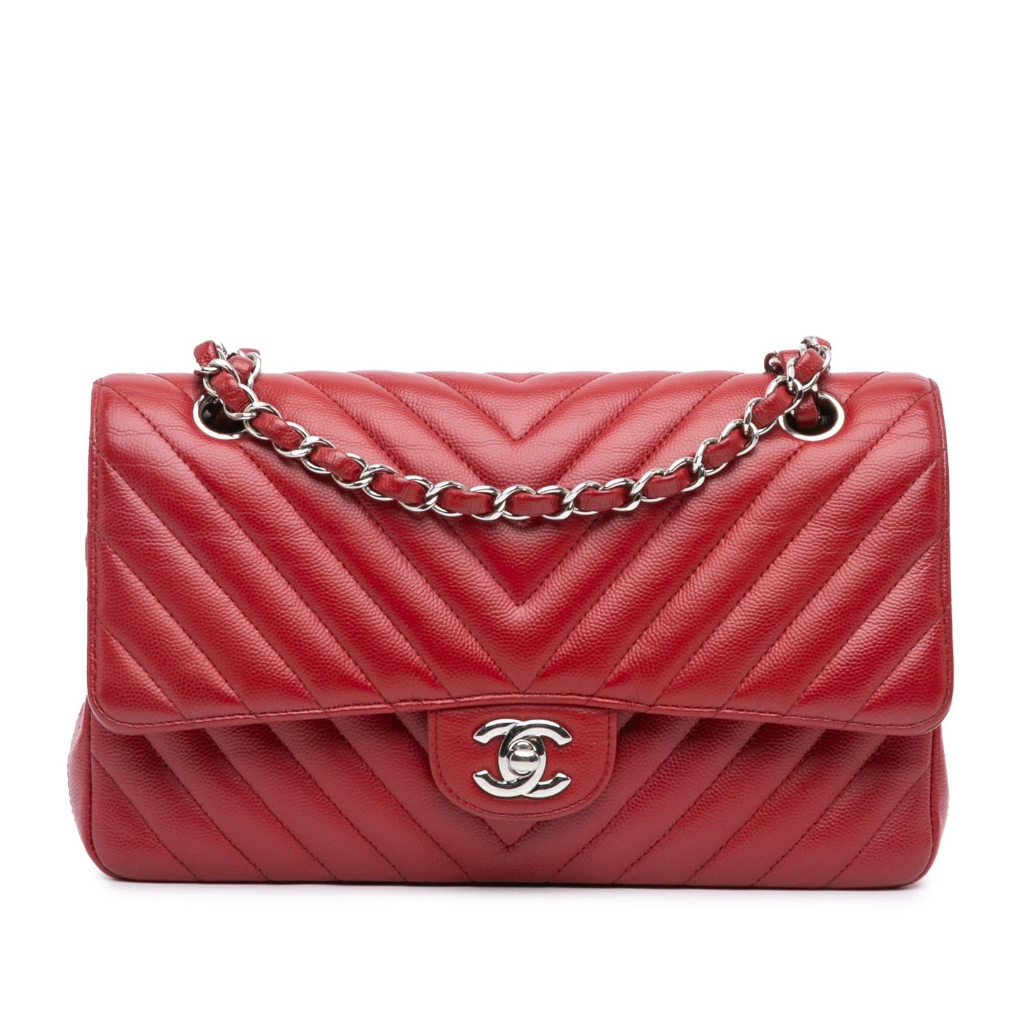 Chanel Classic Chevron Caviar Double Flap Handbag Flap 4