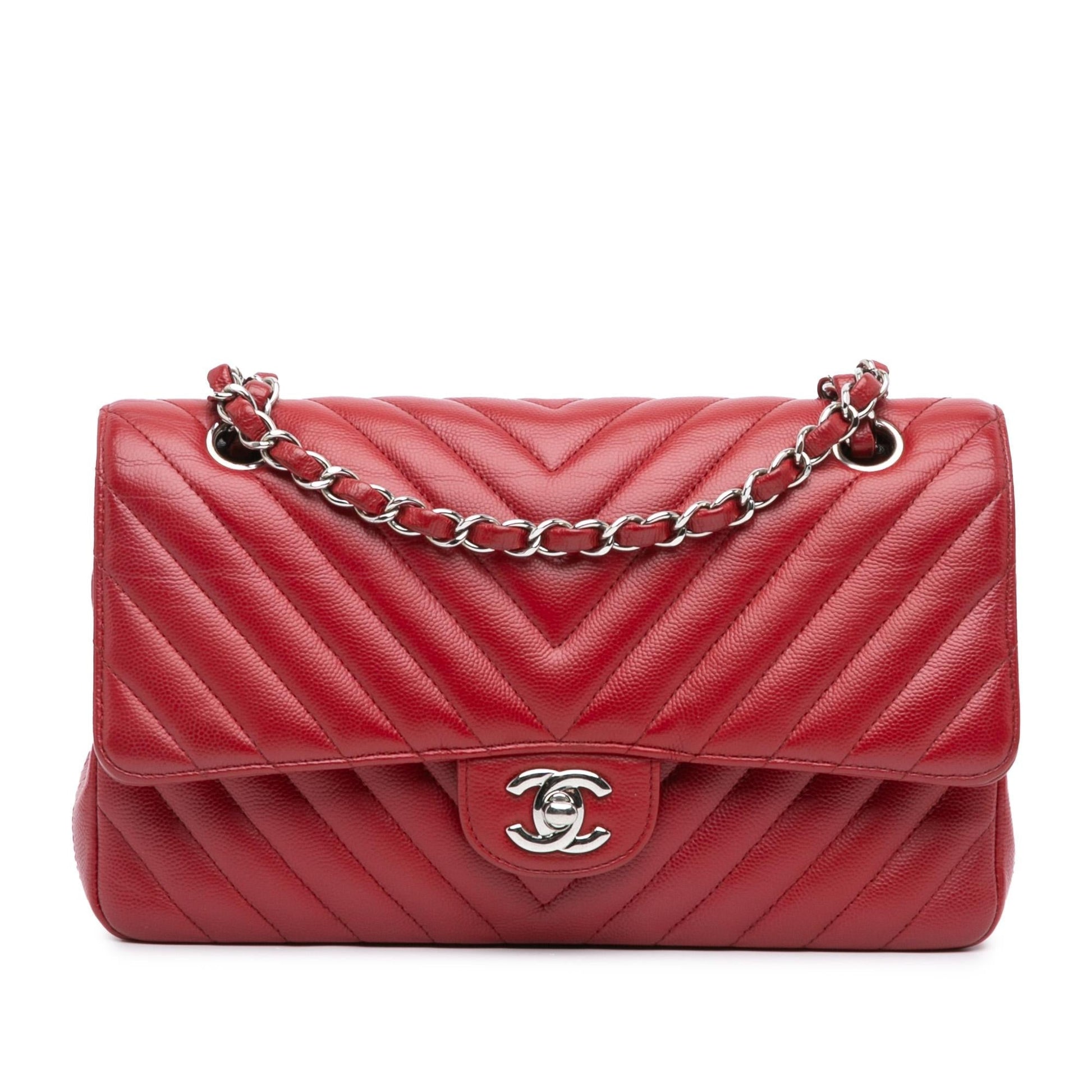 Chanel Classic Chevron Caviar Double Flap Handbag Flap 4
