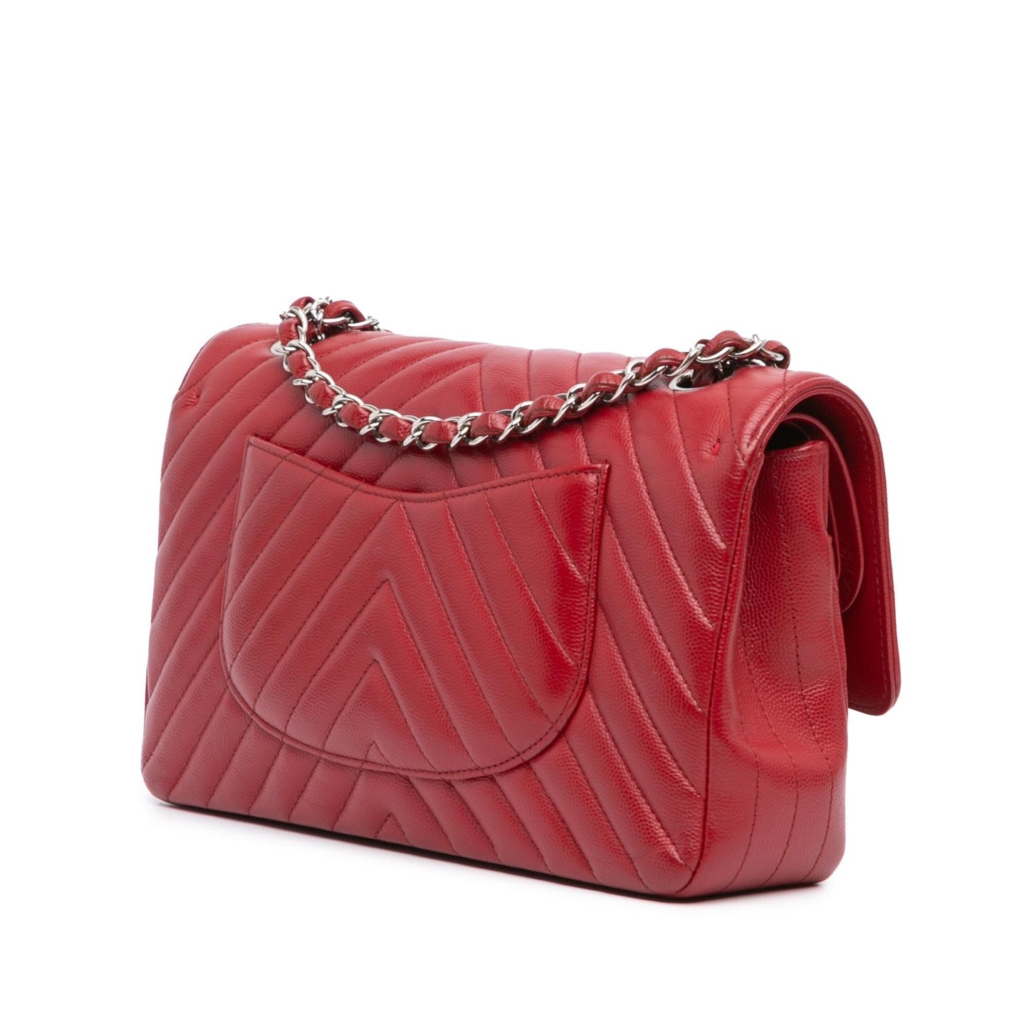Chanel Classic Chevron Caviar Double Flap Handbag Flap 4