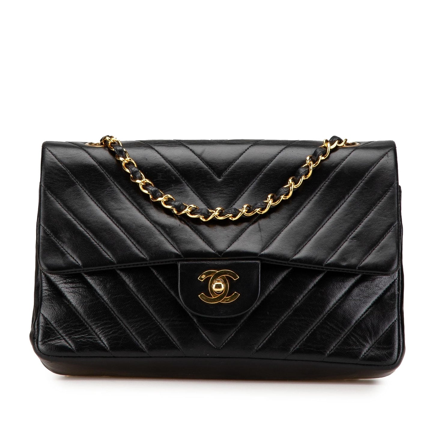 Chanel Classic Chevron Lambskin Double Flap Handbag Flap 14