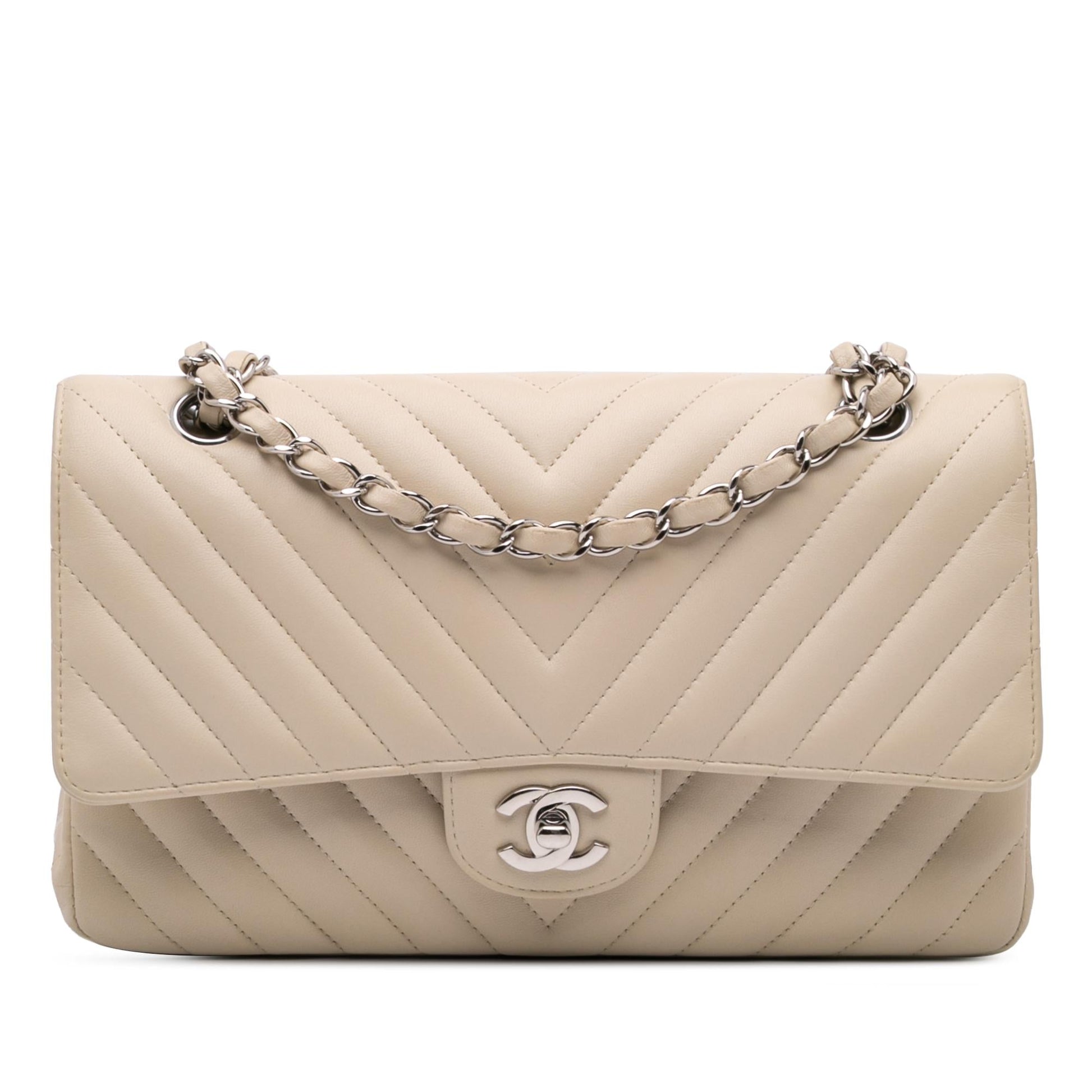 Chanel Classic Chevron Lambskin Double Flap Handbag Flap 12