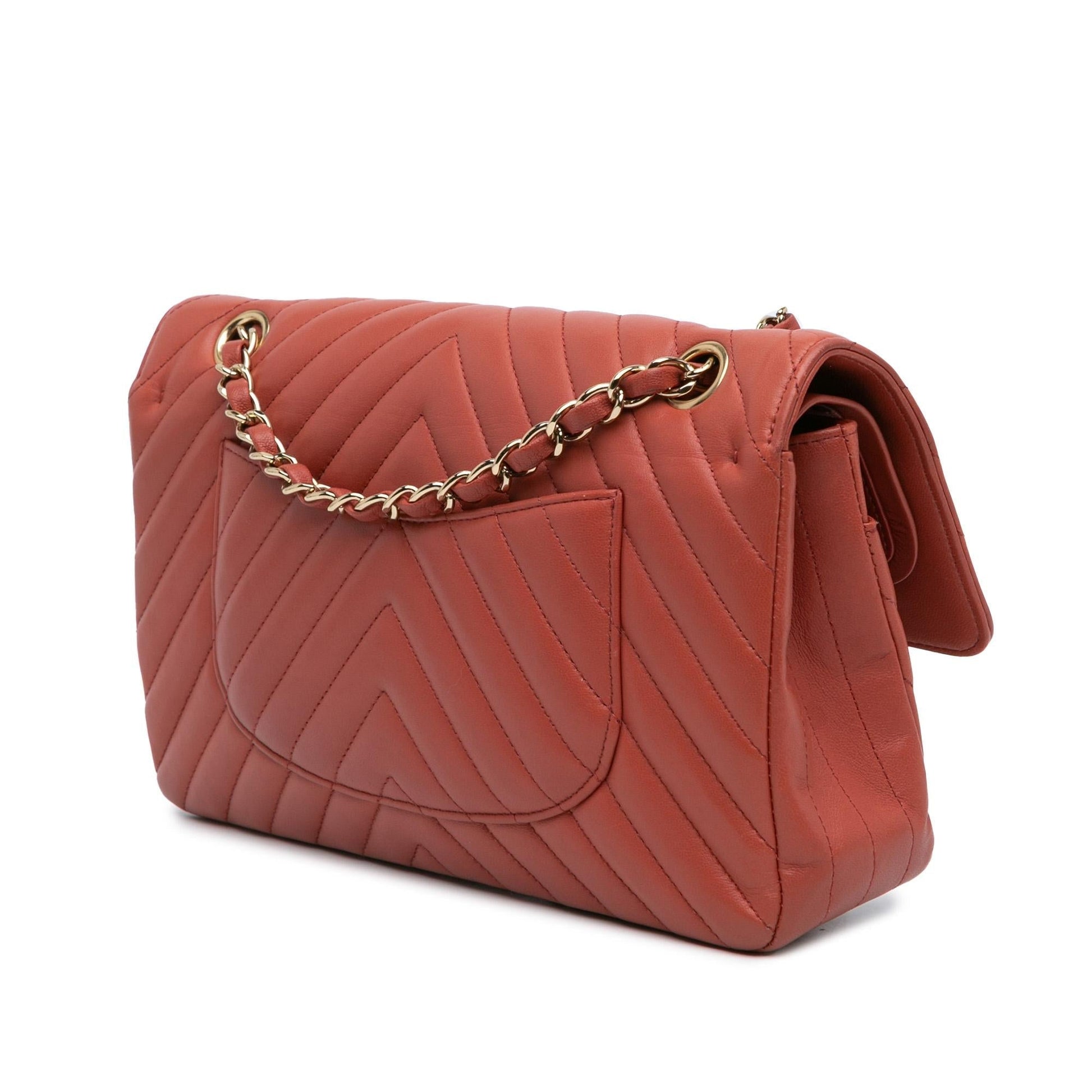 Chanel Classic Chevron Lambskin Double Flap Handbag Flap 11