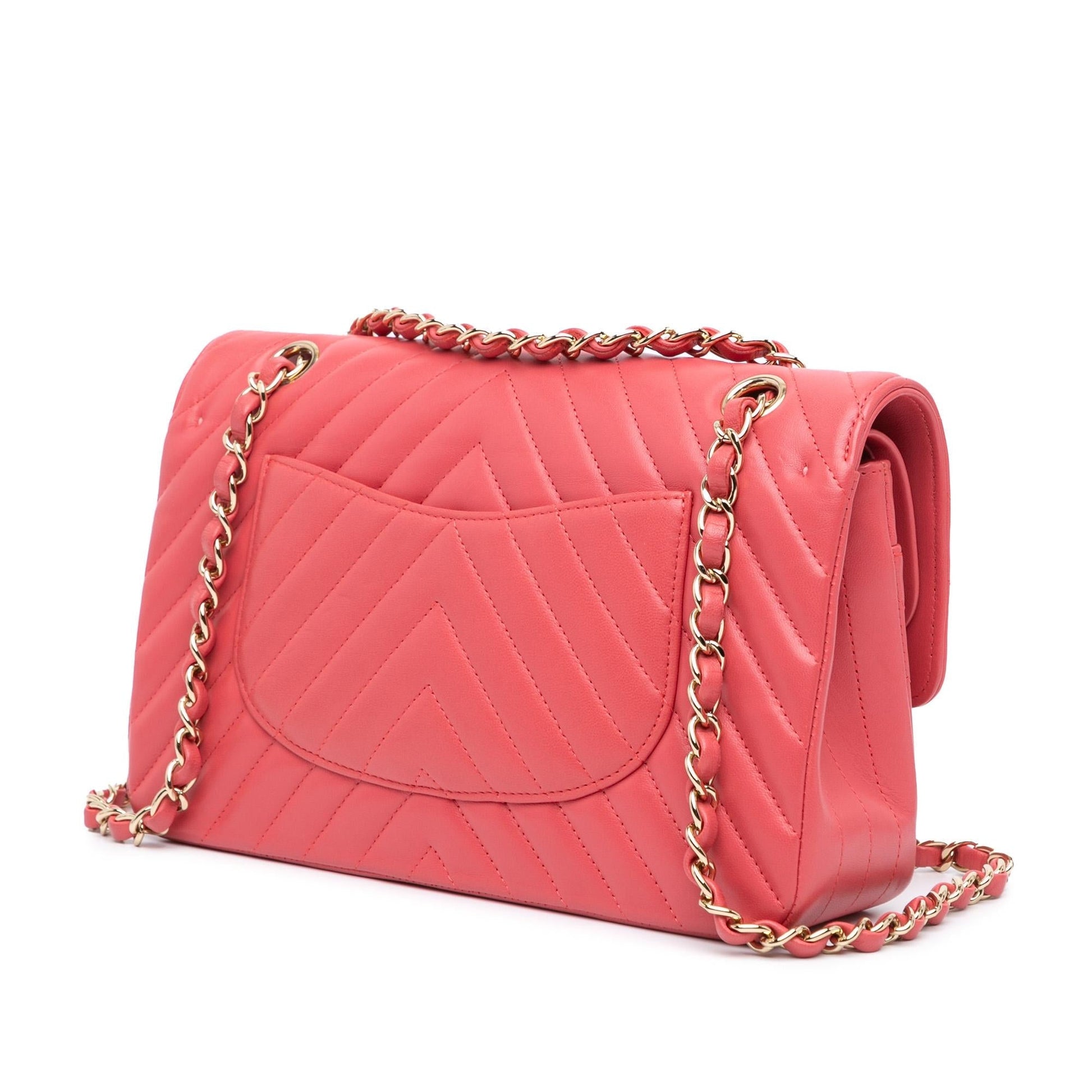 Chanel Classic Chevron Lambskin Double Flap Handbag Flap 16