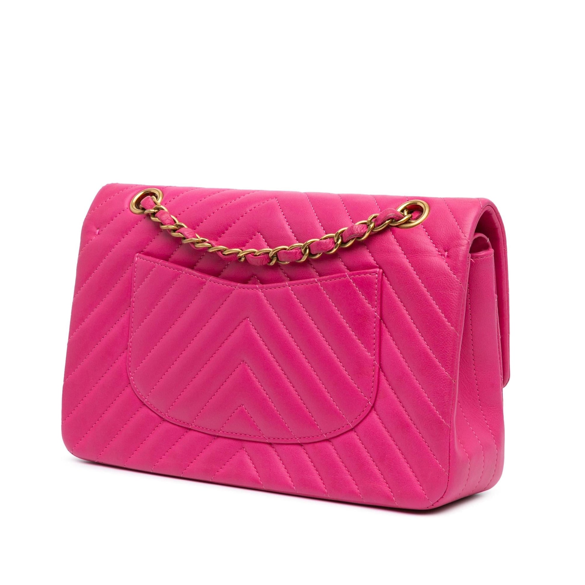 Chanel Classic Chevron Lambskin Double Flap Handbag Flap 18