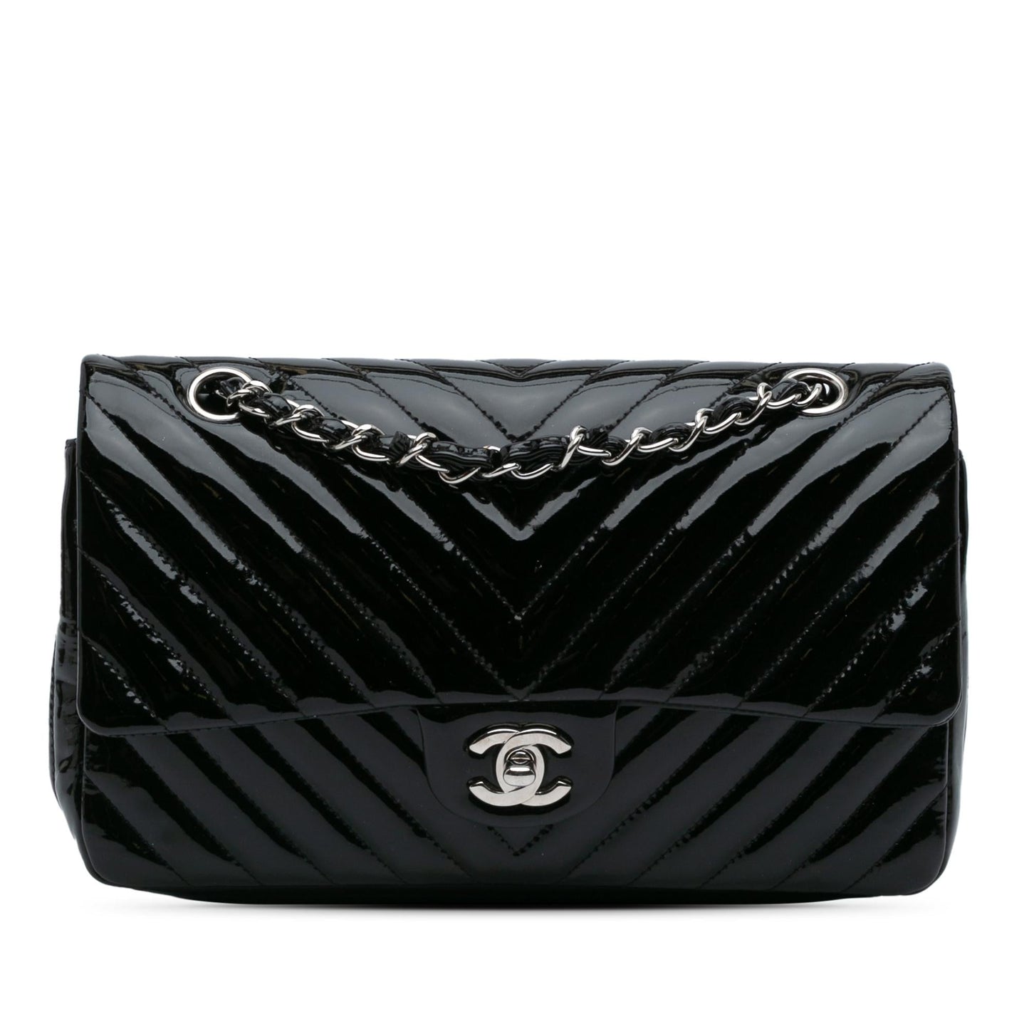 Chanel Classic Chevron Patent Double Flap Handbag