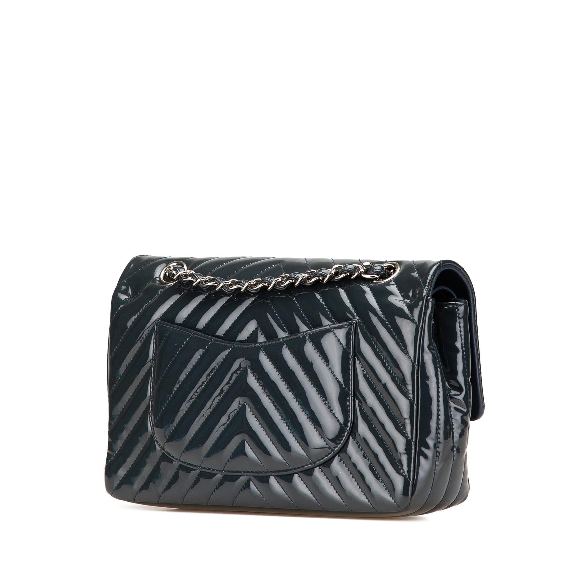 Chanel Classic Chevron Patent Double Flap Handbag Flap 1