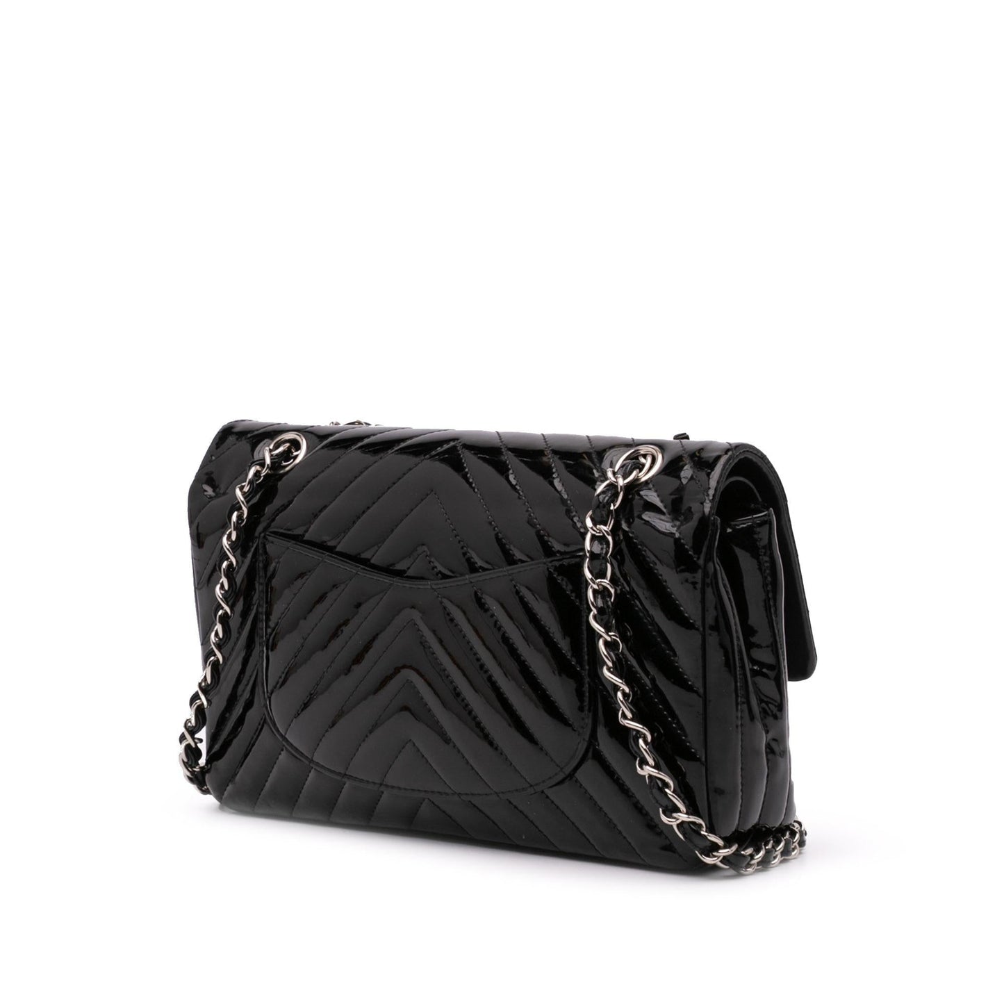 Chanel Classic Chevron Patent Double Flap Handbag Flap 2