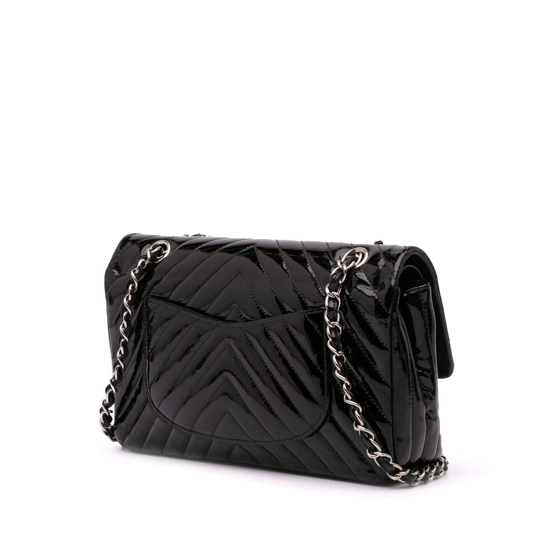 Chanel Classic Chevron Patent Double Flap Handbag Flap 2