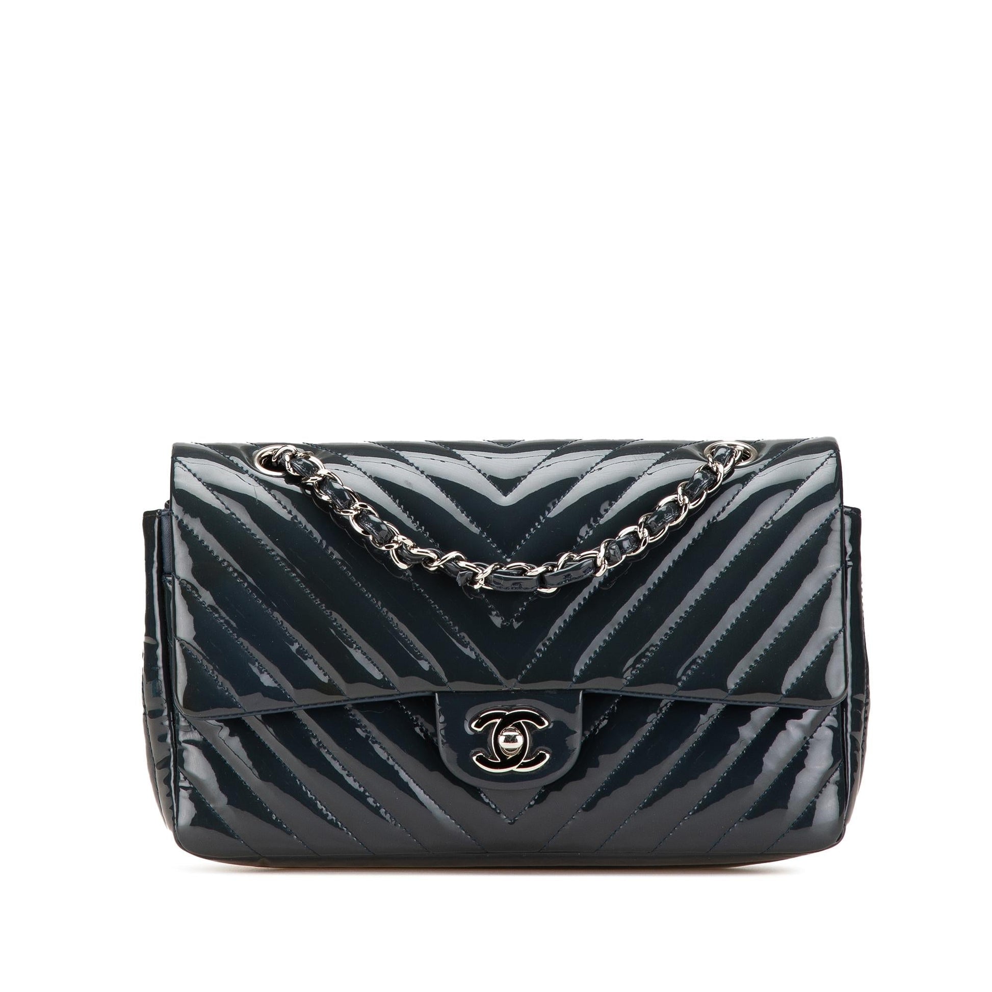 Chanel Classic Chevron Patent Double Flap Handbag Flap 5