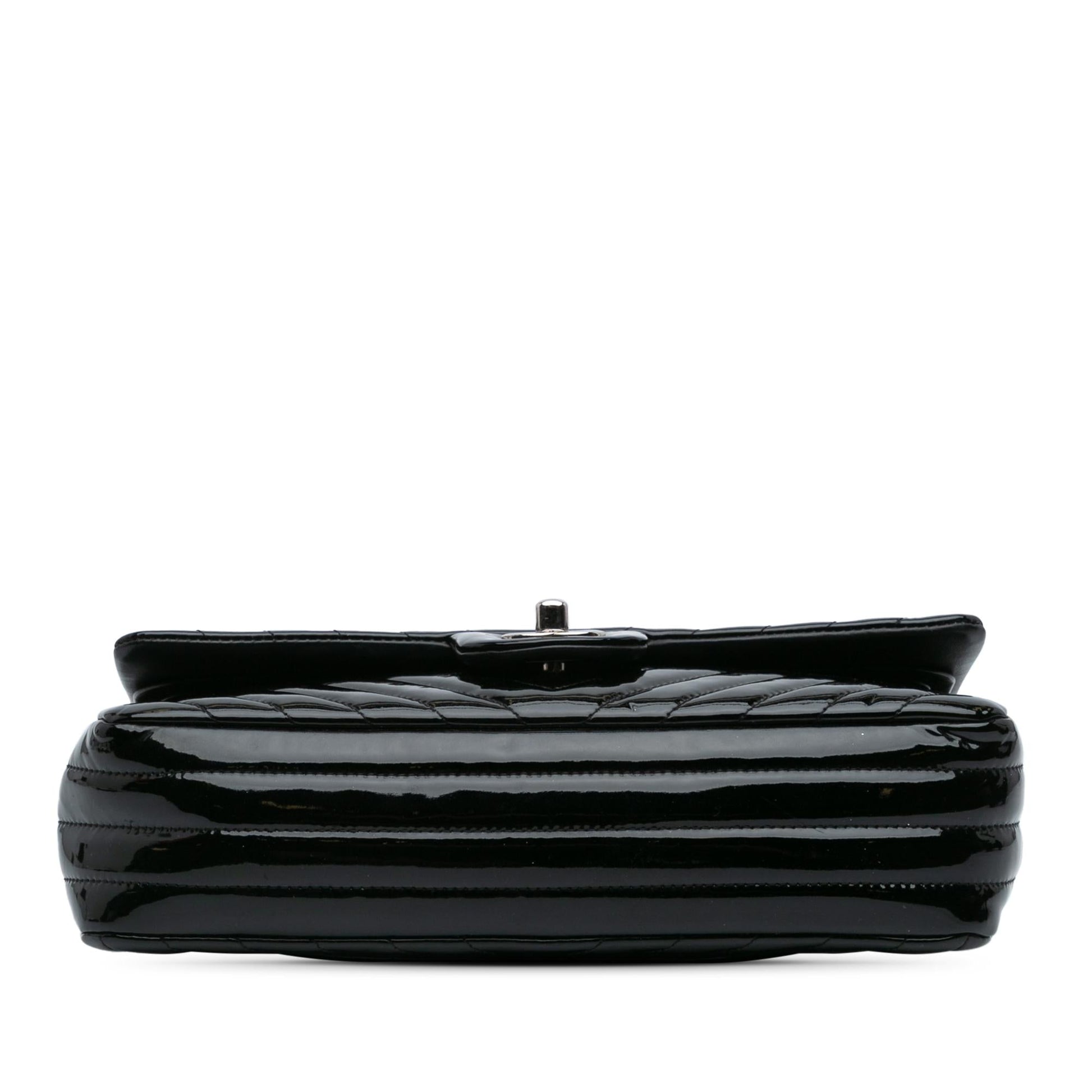 Chanel Classic Chevron Patent Double Flap Handbag Flap 4