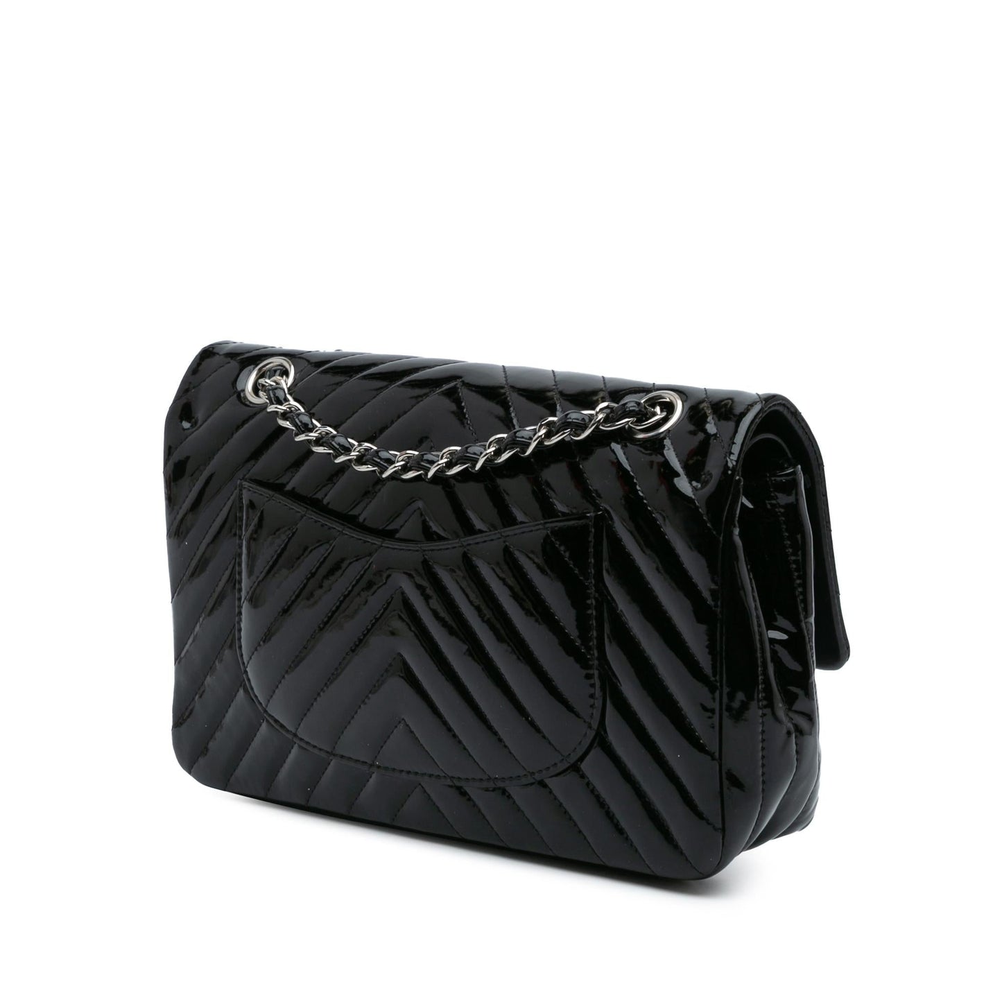 Chanel Classic Chevron Patent Double Flap Handbag Flap 4