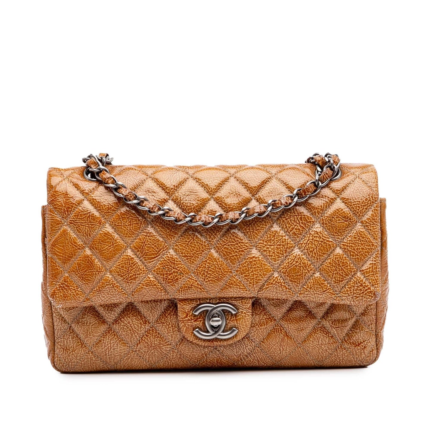 Chanel Classic Crinkled Patent Double Flap Handbag