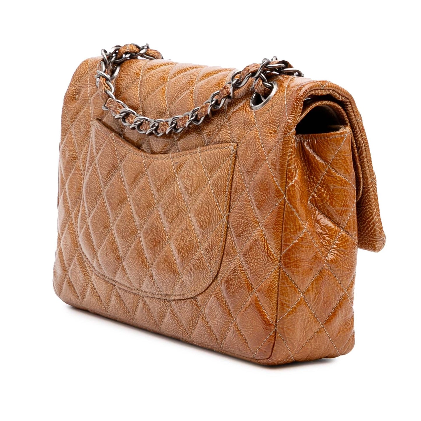 Chanel Classic Crinkled Patent Double Flap Handbag