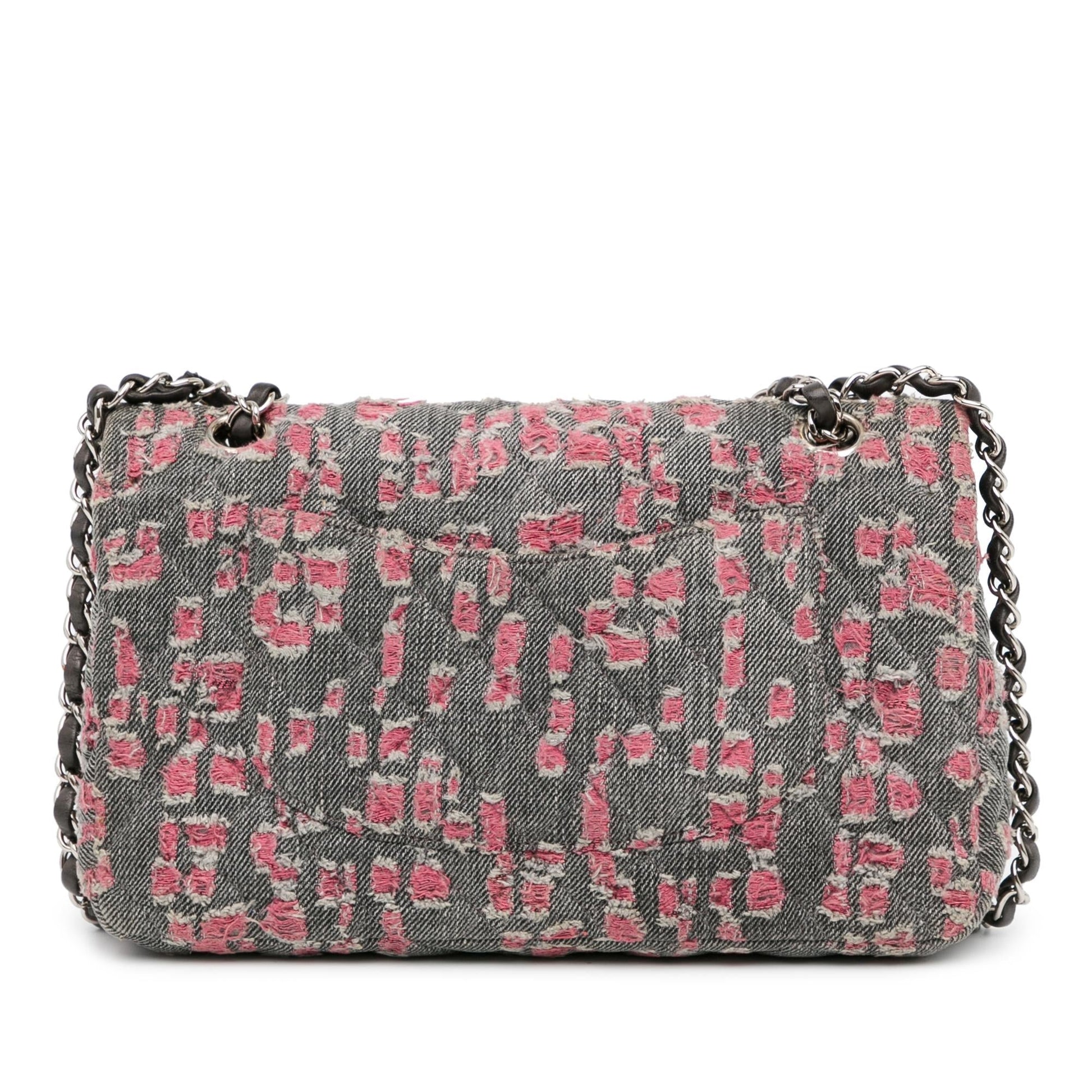 Chanel Classic Distressed Denim Double Flap Handbag