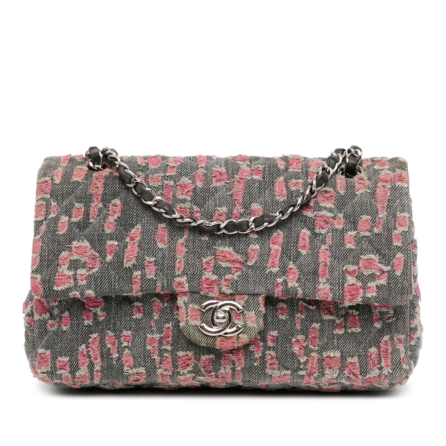 Chanel Classic Distressed Denim Double Flap Handbag