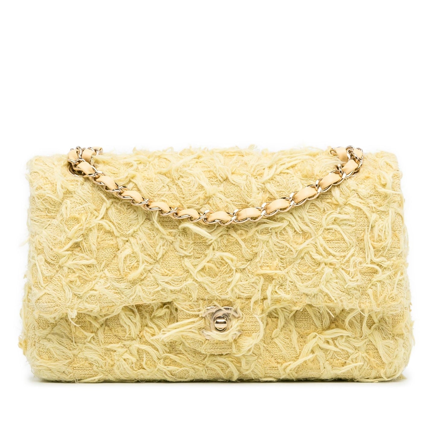 Chanel Medium Classic Fringed Tweed Double Flap (Shg-Pwjce6) Bag