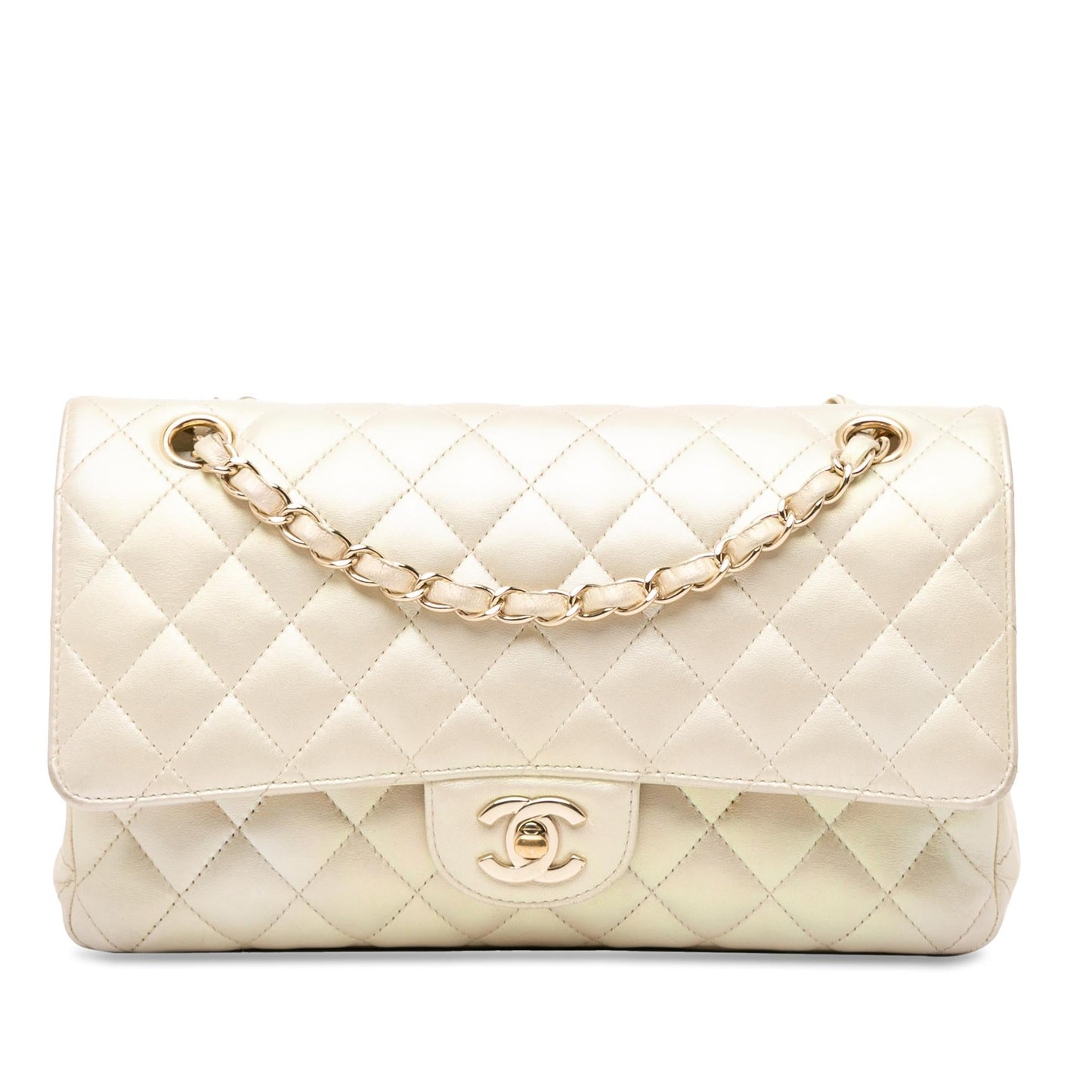 Chanel Medium Classic Iridescent Lambskin Double Flap (Shg-Kxztzr) Bag