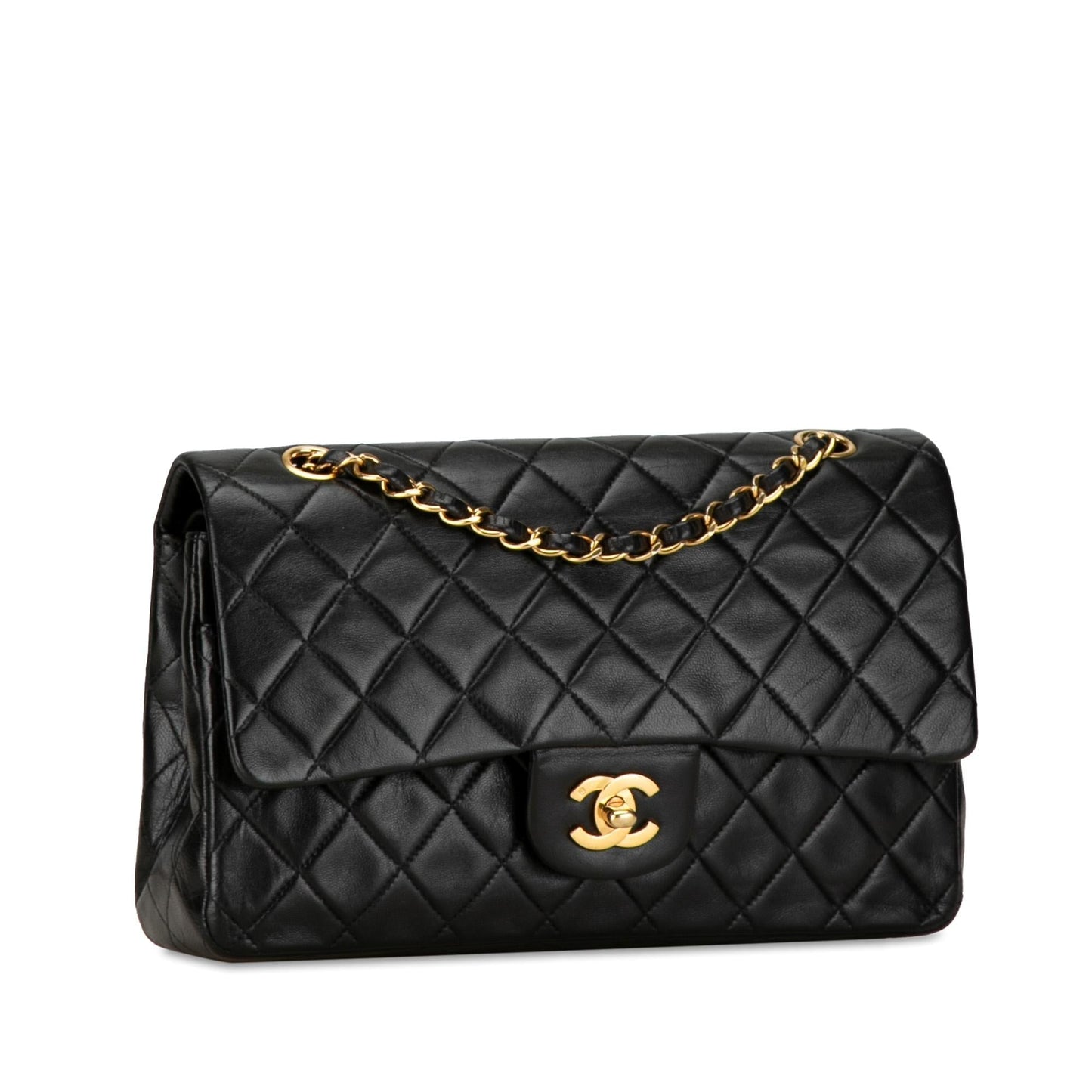 Chanel Medium Classic Lambskin Double Flap (Shg-W Tih) Bag
