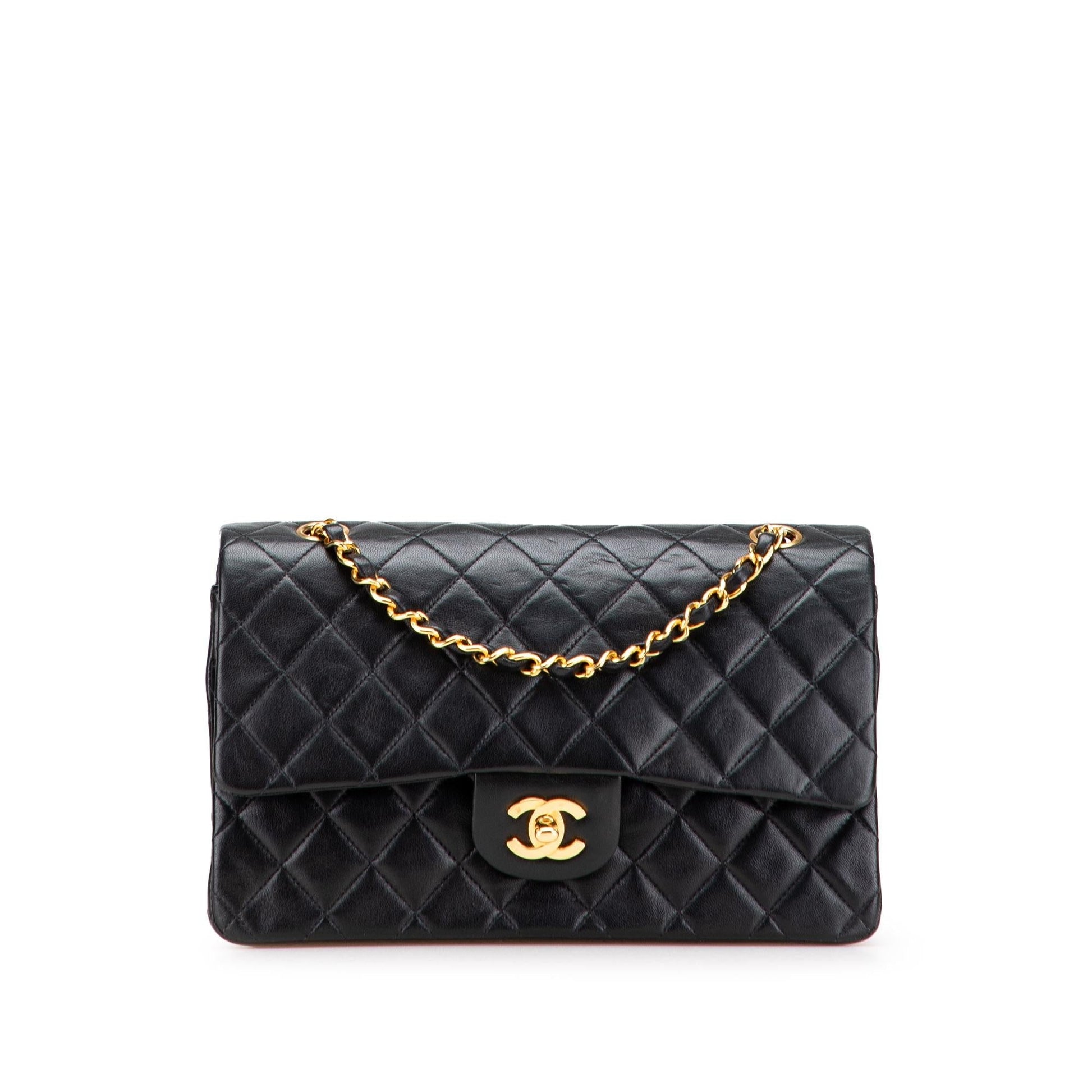 Chanel Classic Lambskin Double Flap Handbag Flap 28