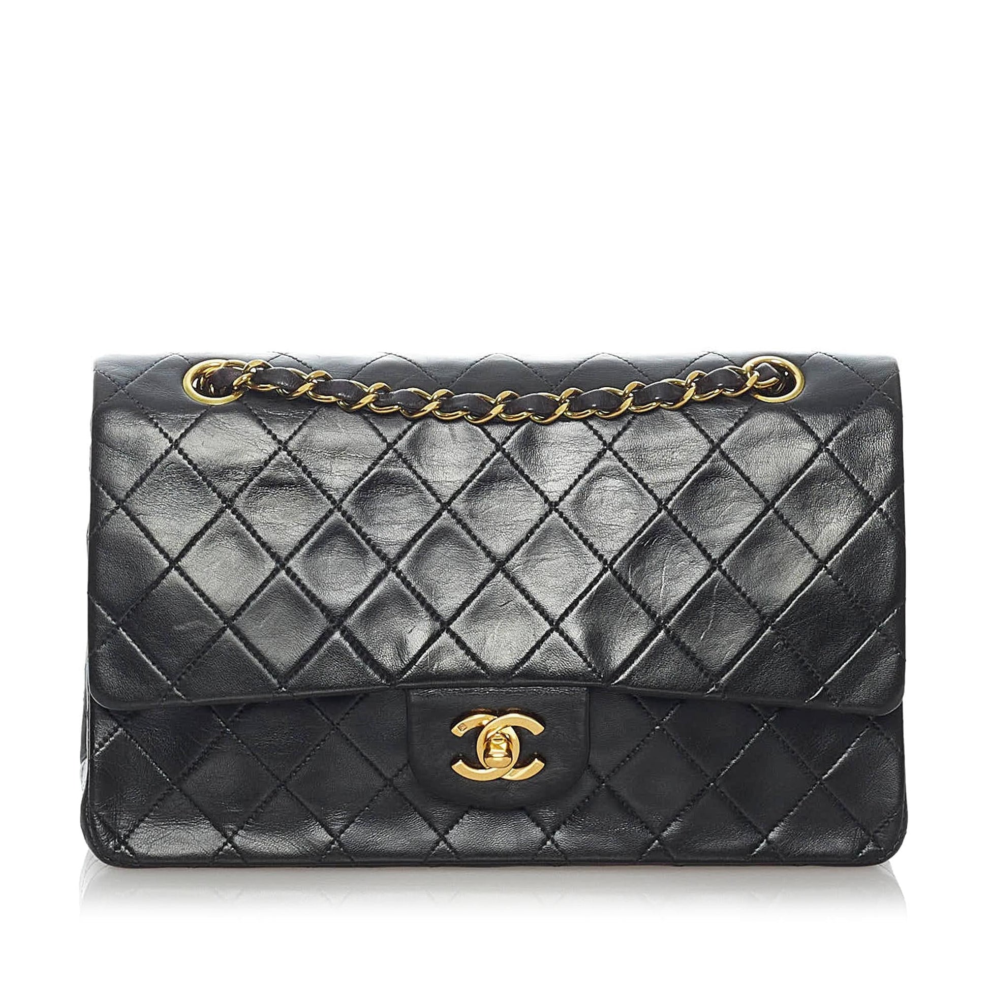 Chanel Classic Lambskin Double Flap SHG Leather Shoulder Bag 16