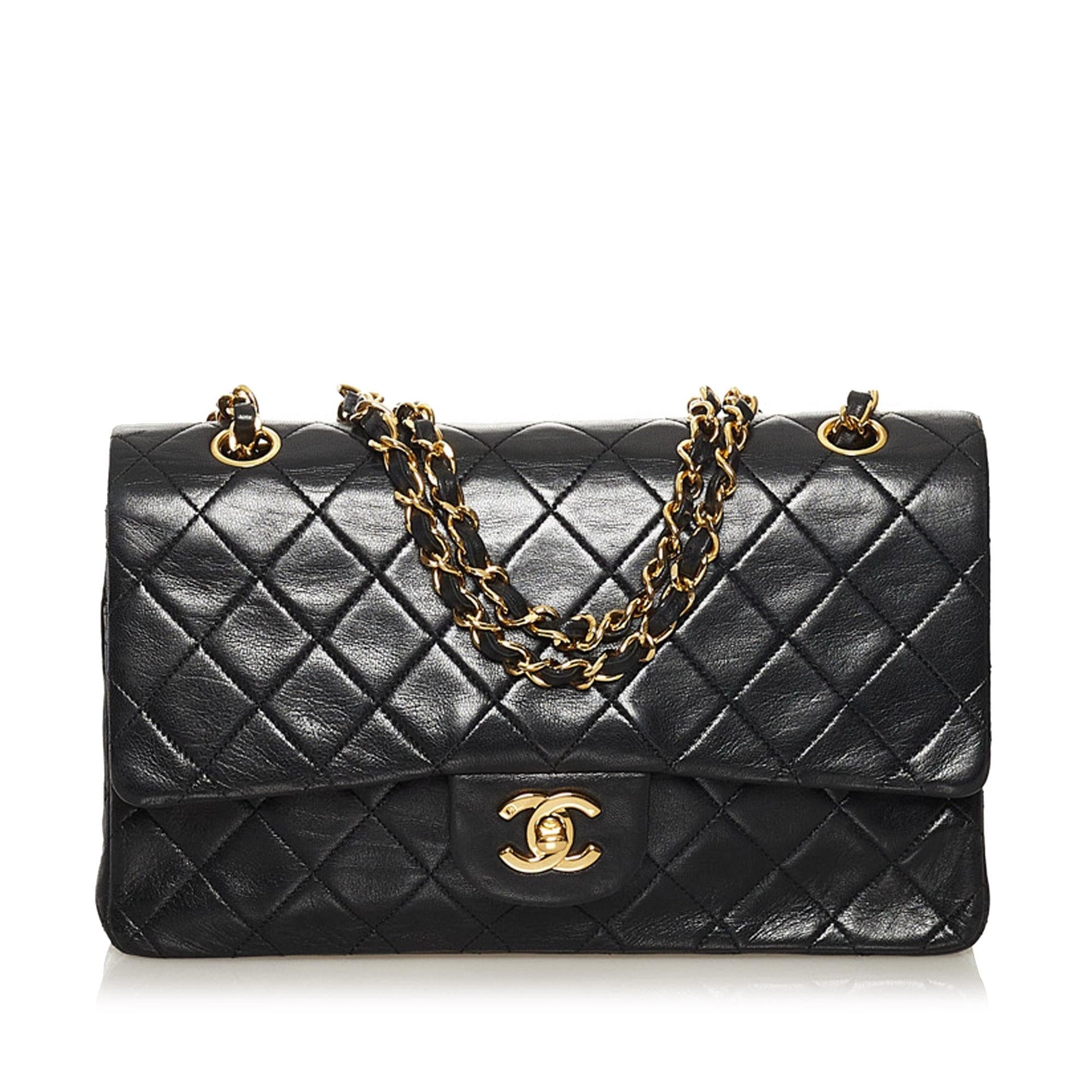Chanel Classic Lambskin Double Flap SHG Leather Shoulder Bag 17