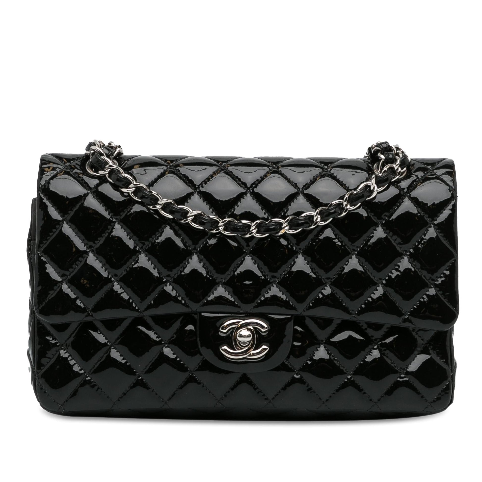 Chanel Medium Classic Patent Double Flap (Shg-Mstm2R) Bag