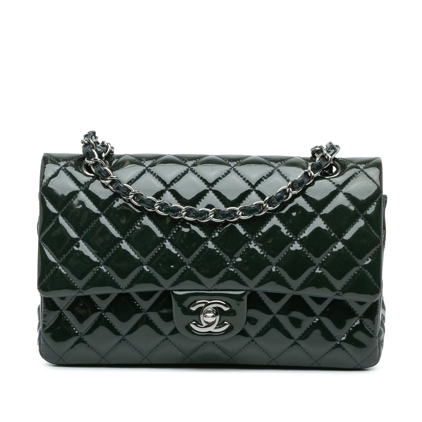 Chanel Classic Patent Double Flap Handbag Shg Mceaz5