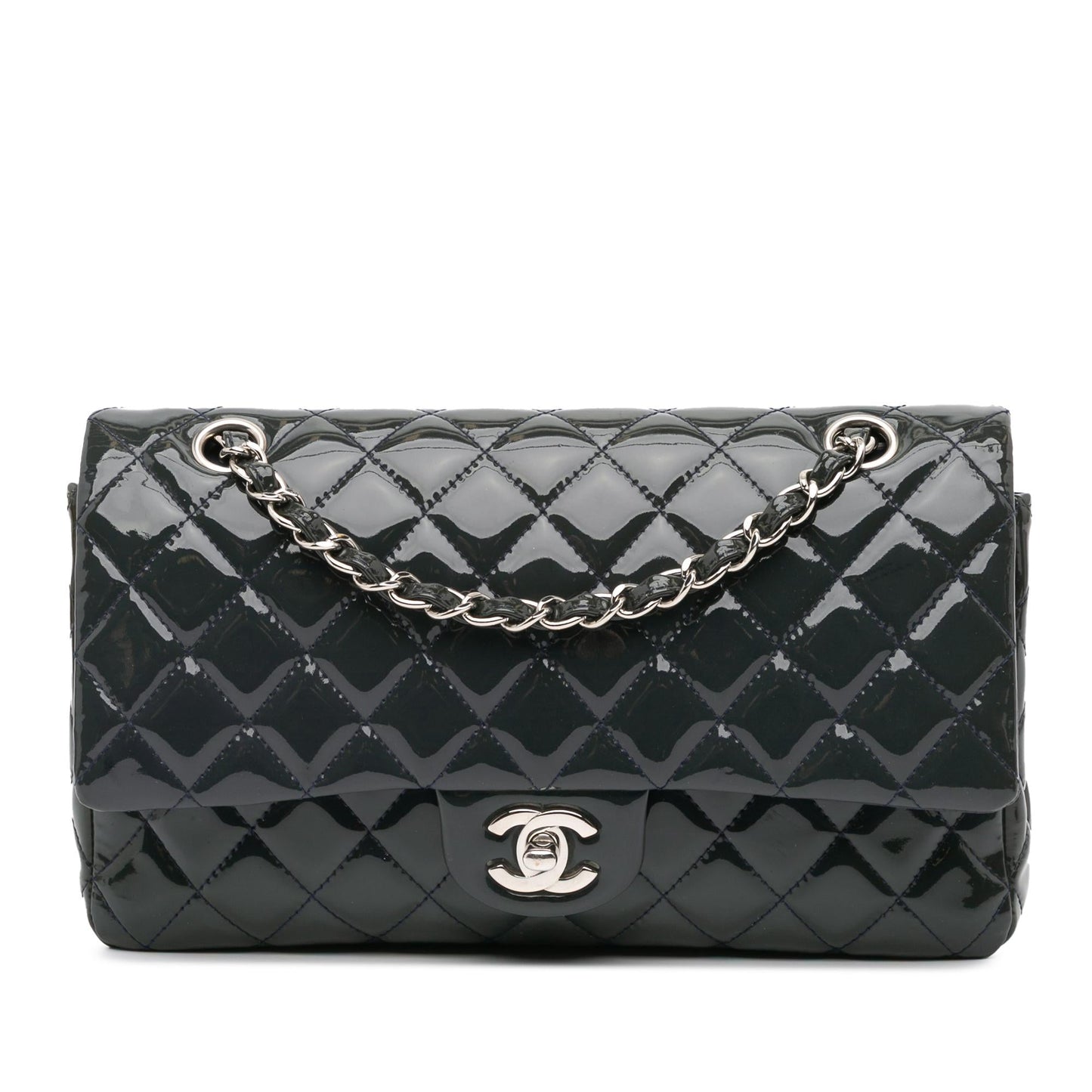 Chanel Classic Patent Double Flap Handbag Flap 2