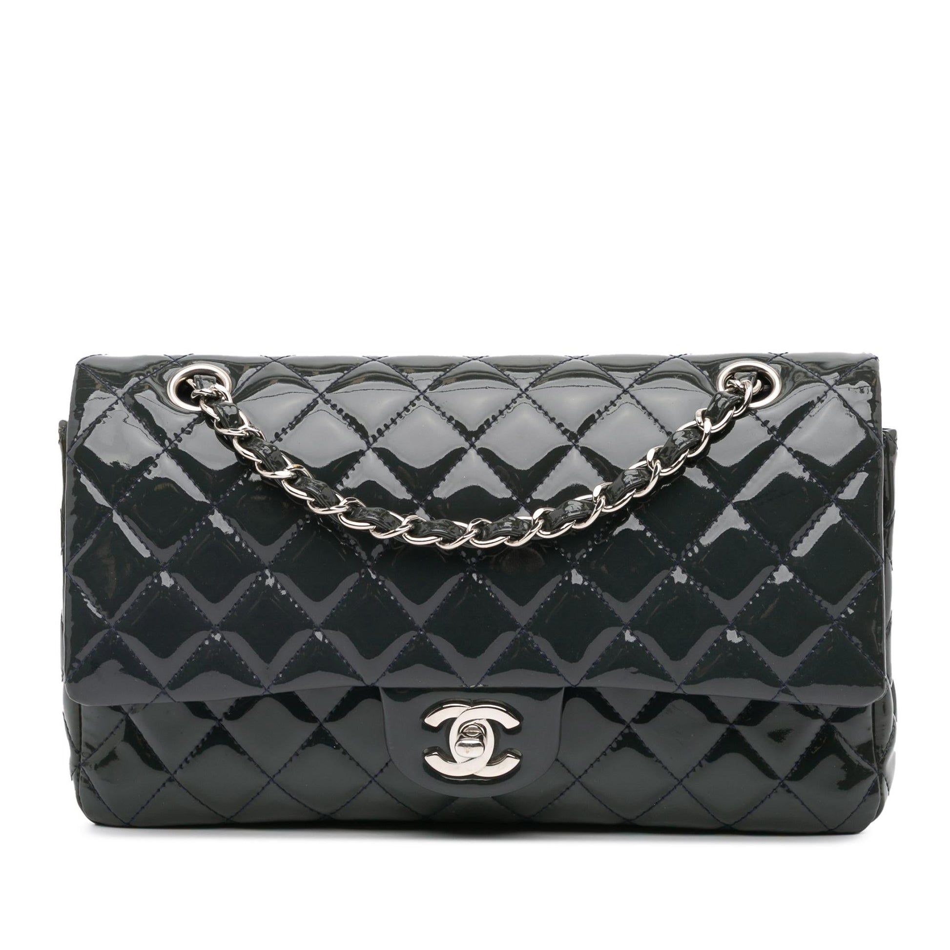 Chanel Classic Patent Double Flap Handbag Flap 2