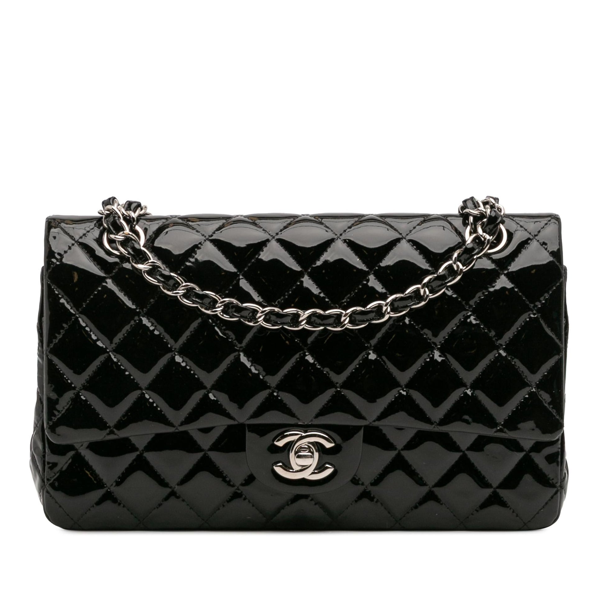 Chanel Classic Patent Double Flap Handbag Flap 9