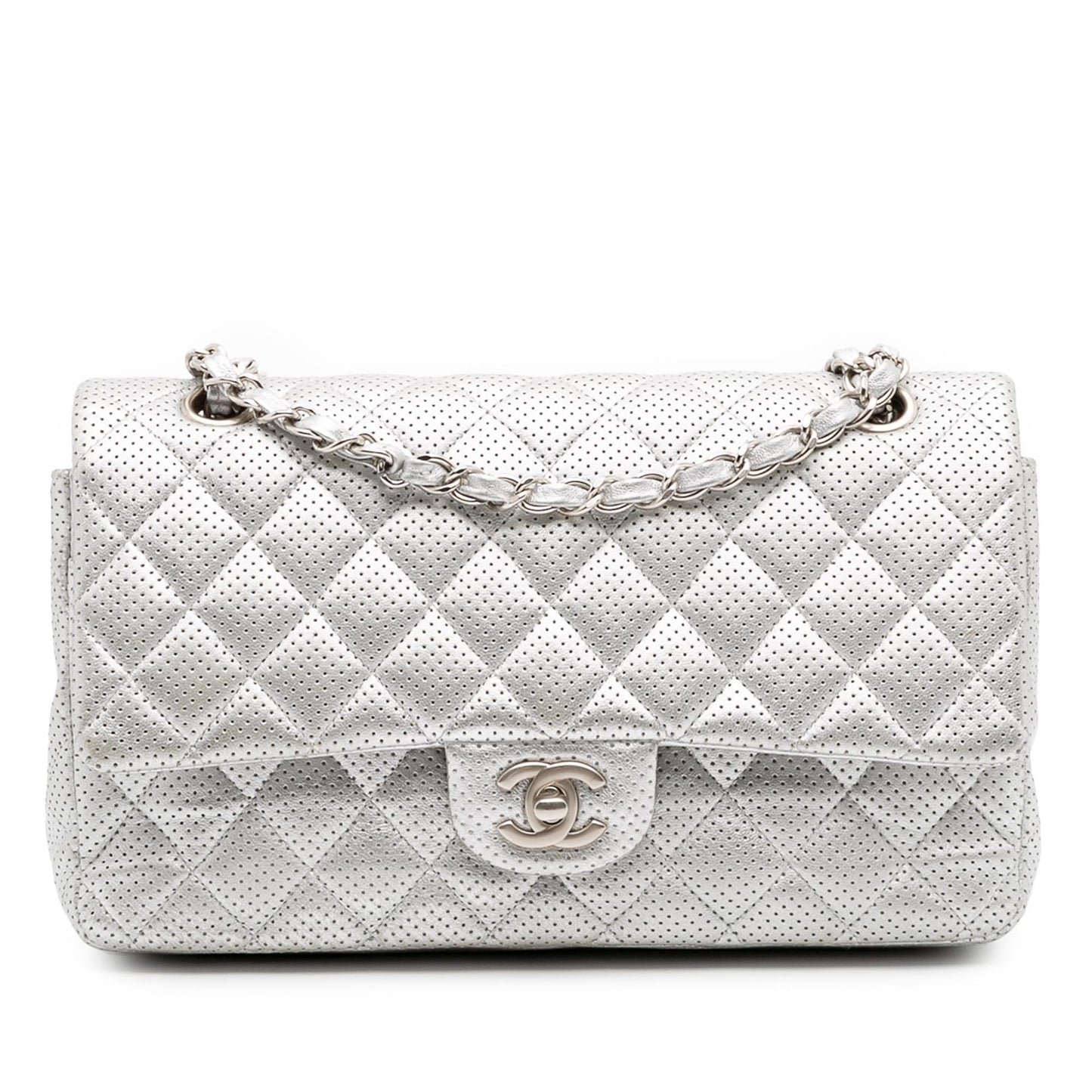 Chanel Classic Perforated Lambskin Double Flap Handbag Flap 1