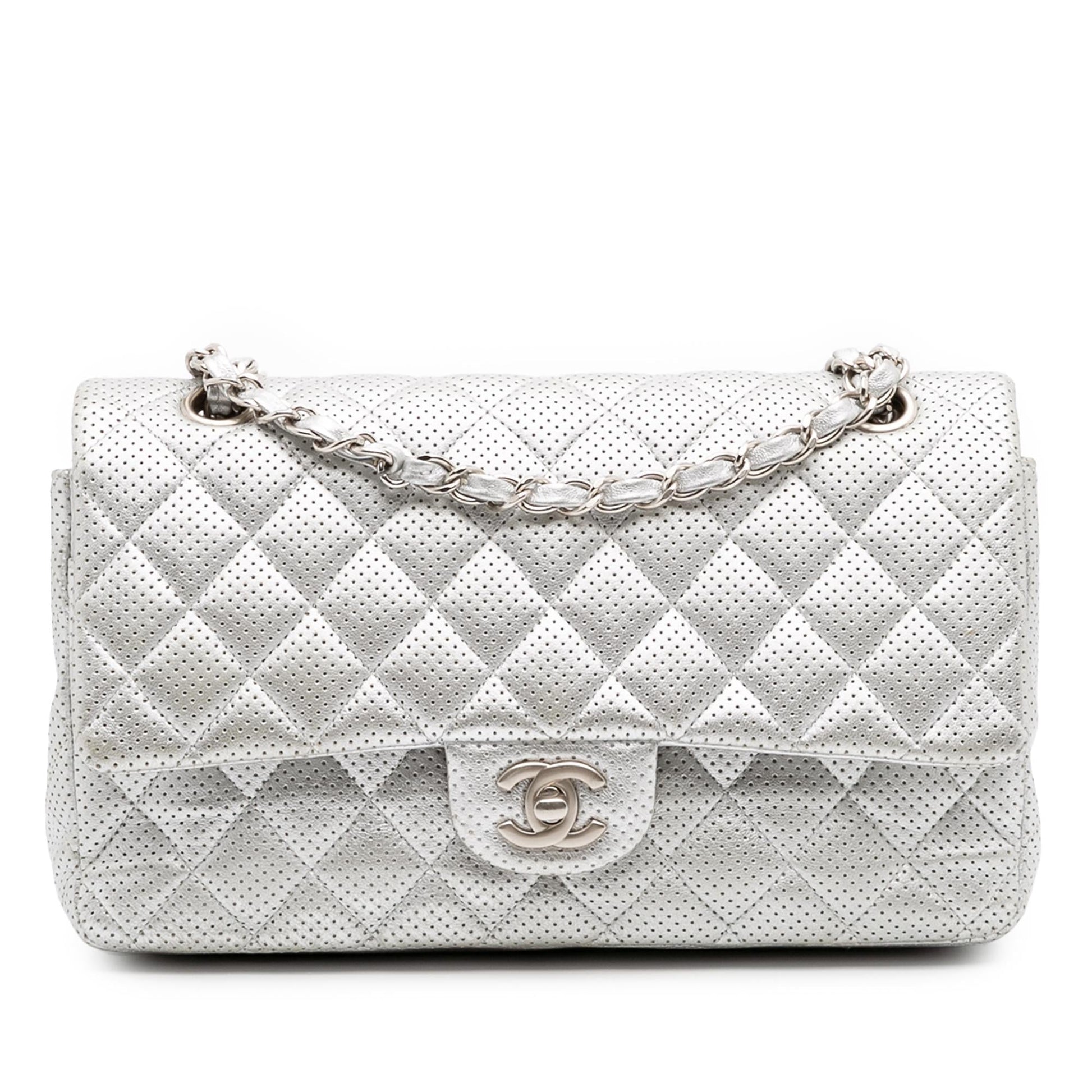 Chanel Classic Perforated Lambskin Double Flap Handbag Flap 1