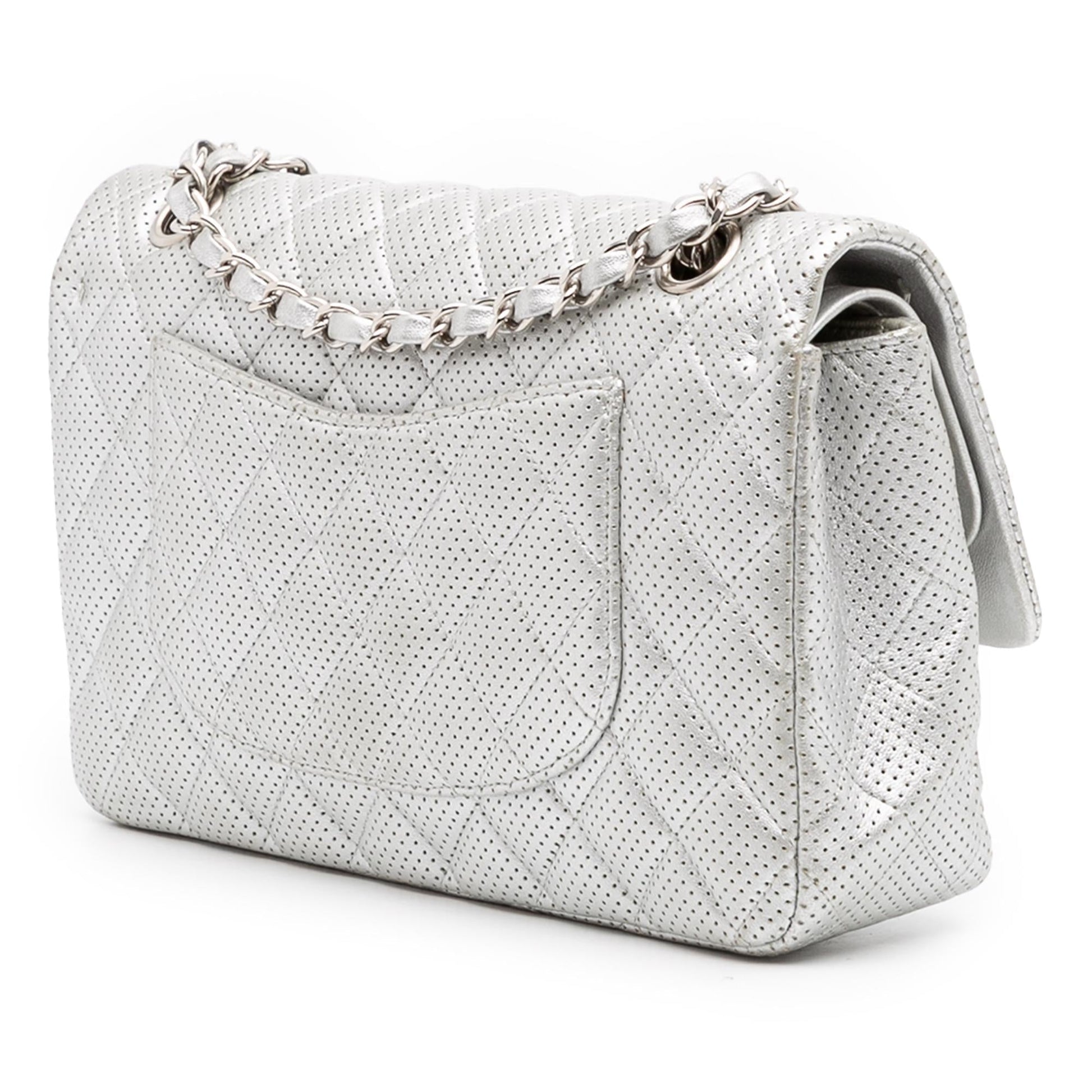 Chanel Classic Perforated Lambskin Double Flap Handbag Flap 1