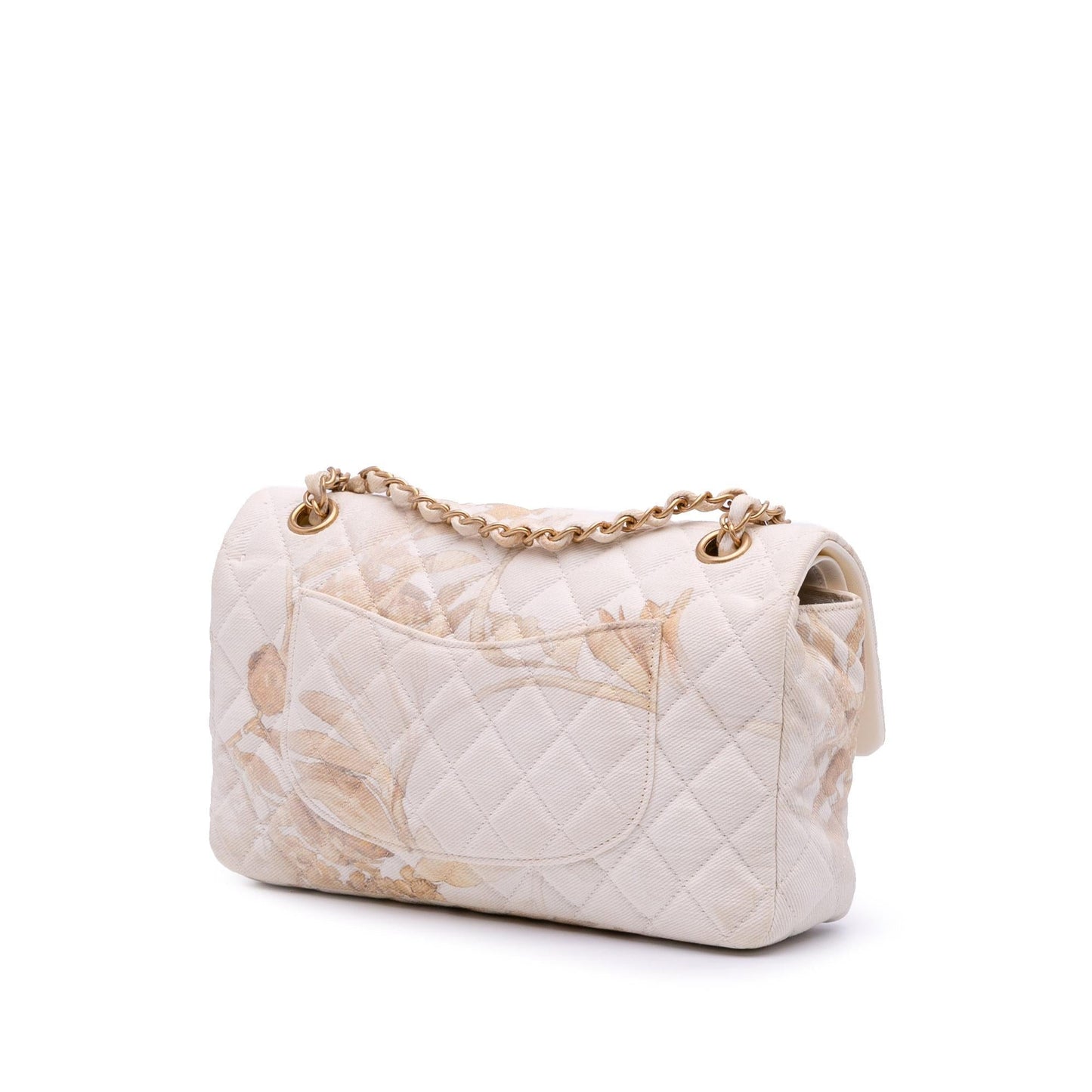 Chanel Classic Printed Denim Floral Double Flap Handbag