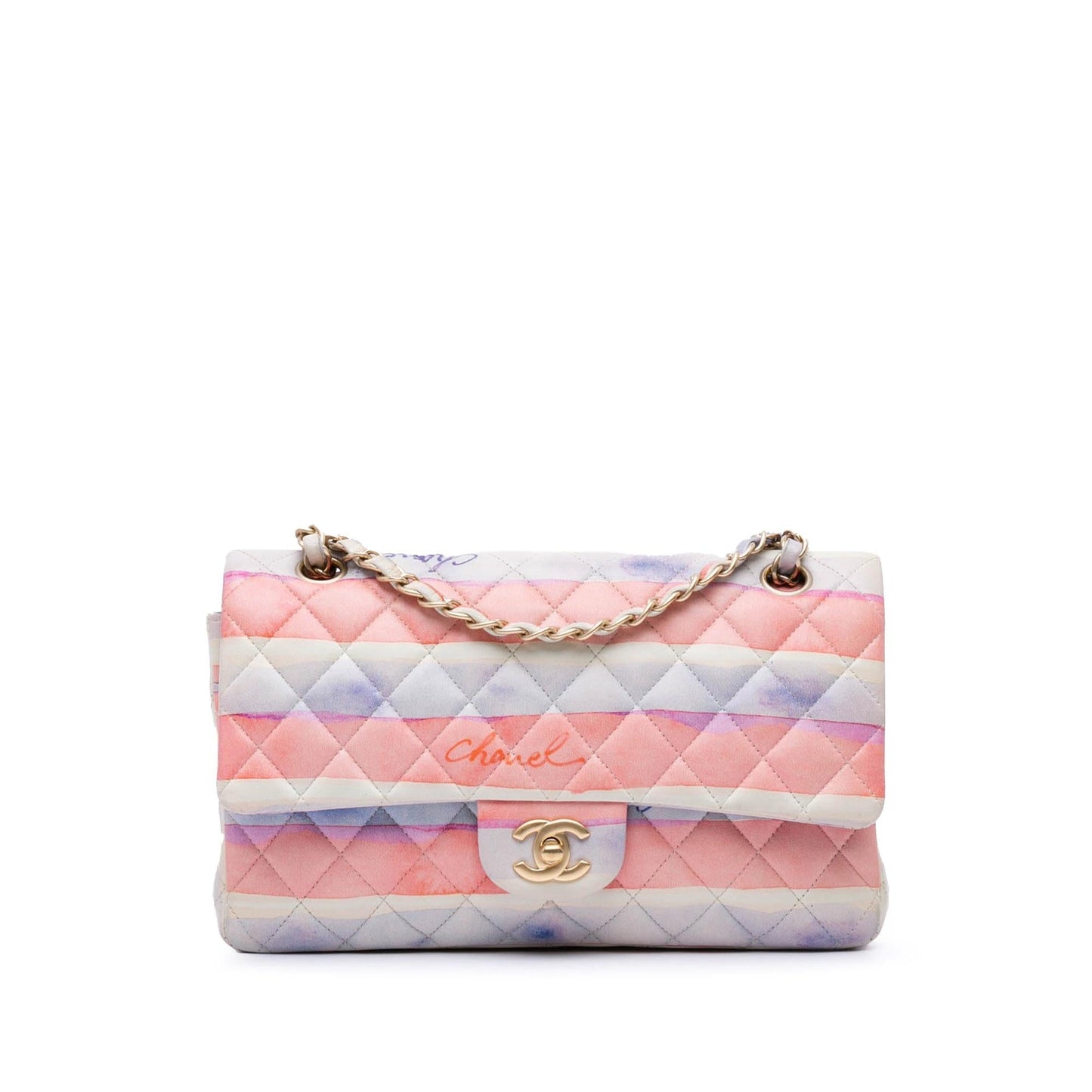Chanel Classic Printed Lambskin Watercolor Double Flap Handbag