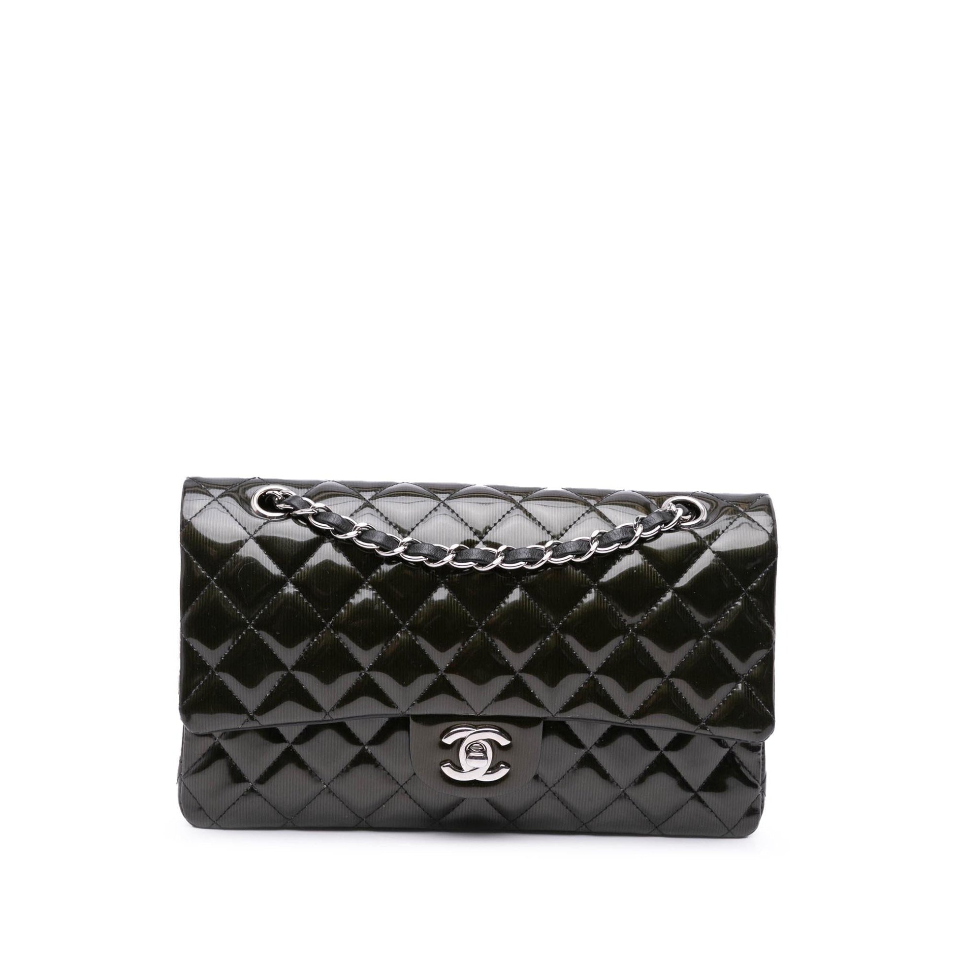 Chanel Classic Striped Patent Double Flap Handbag